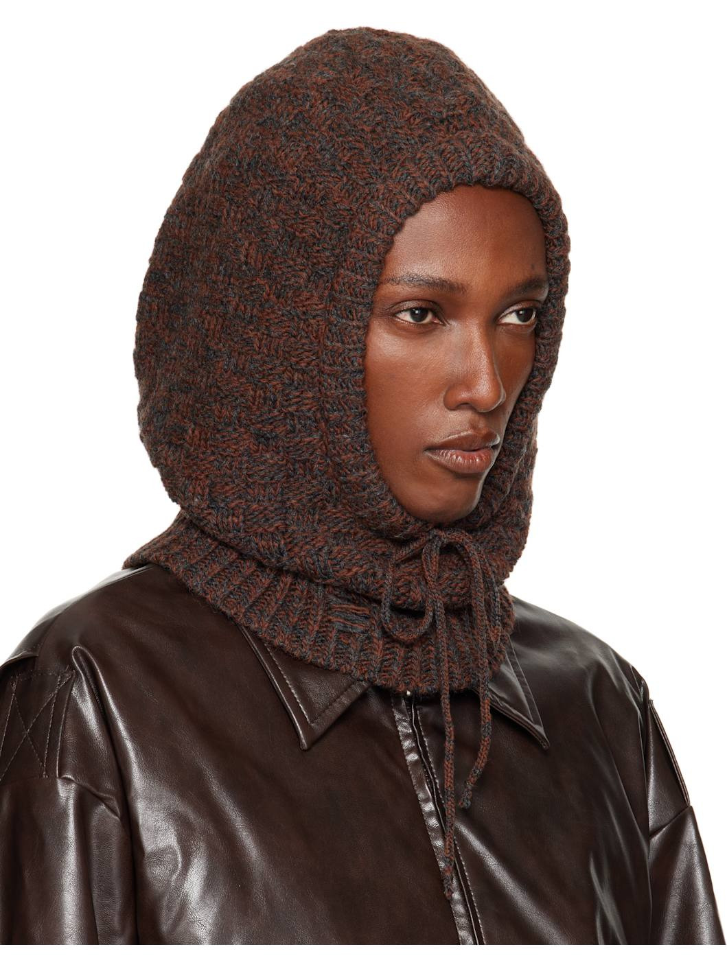 Brown Wool Blend Hood - 2