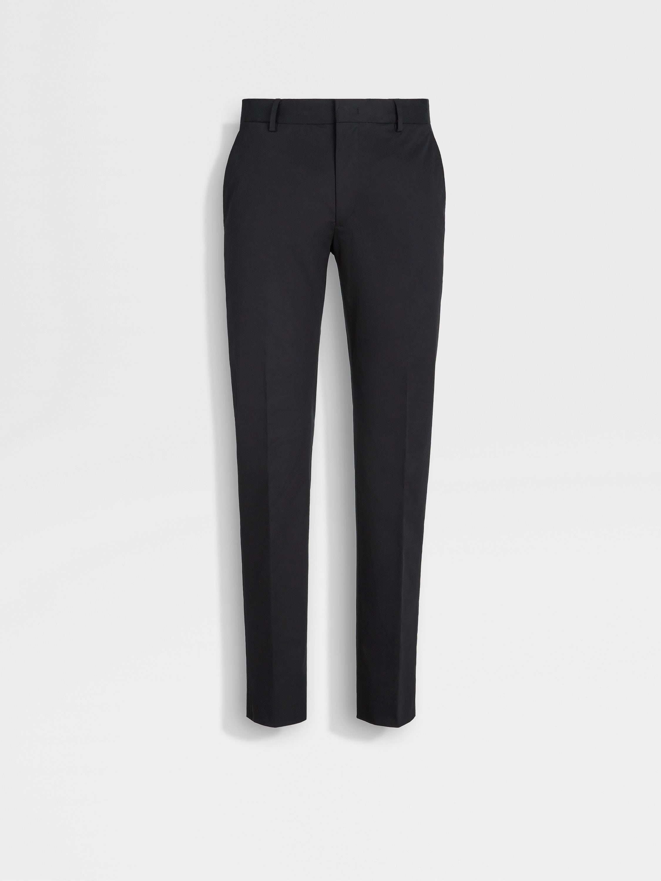 BLACK STRETCH COTTON PANTS - 1