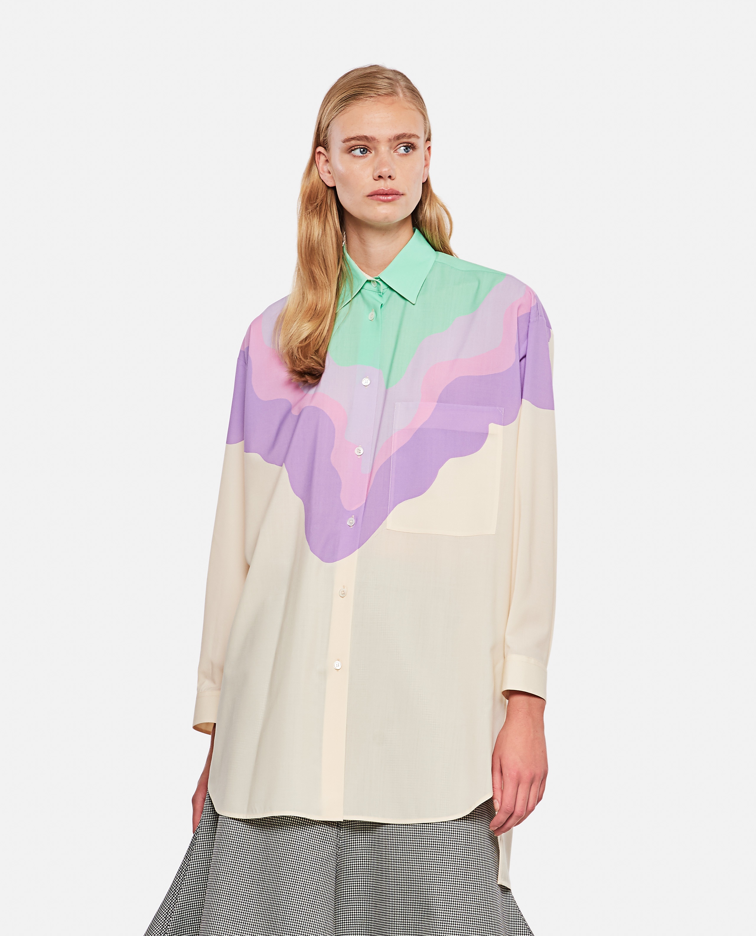 PRINTED GRADIENT WOOL SHIRT - 1