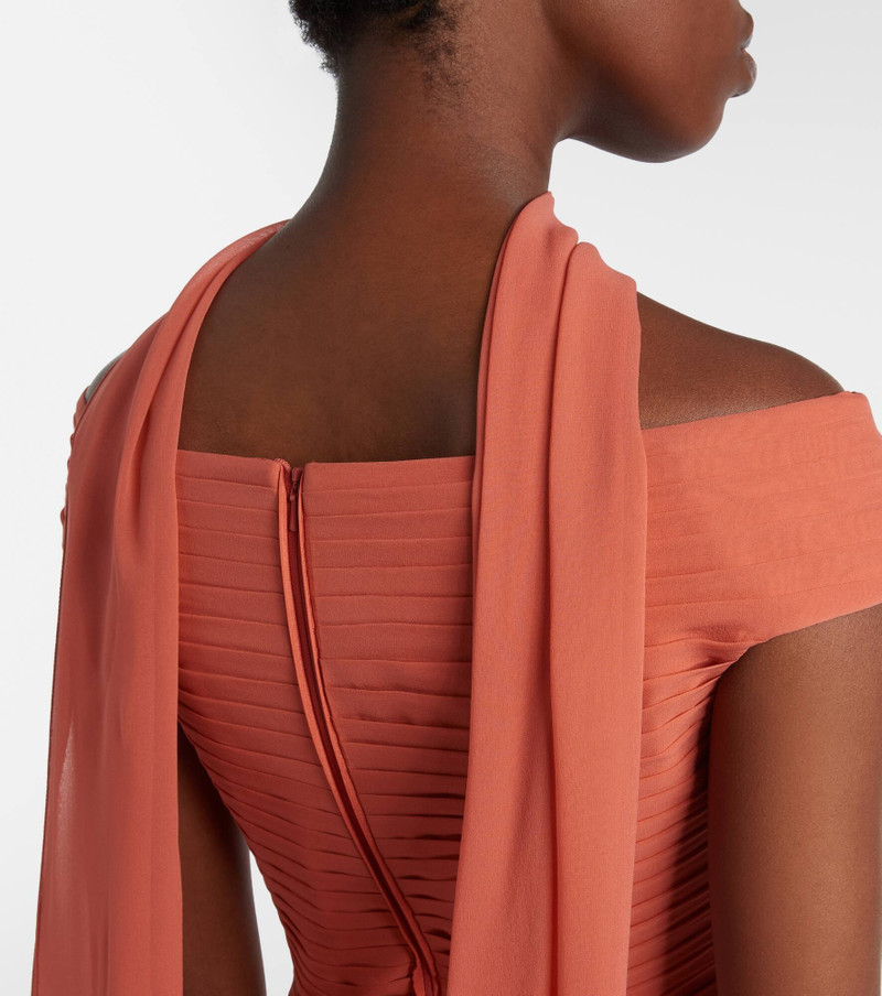 Gathered lace-trimmed silk gown 7