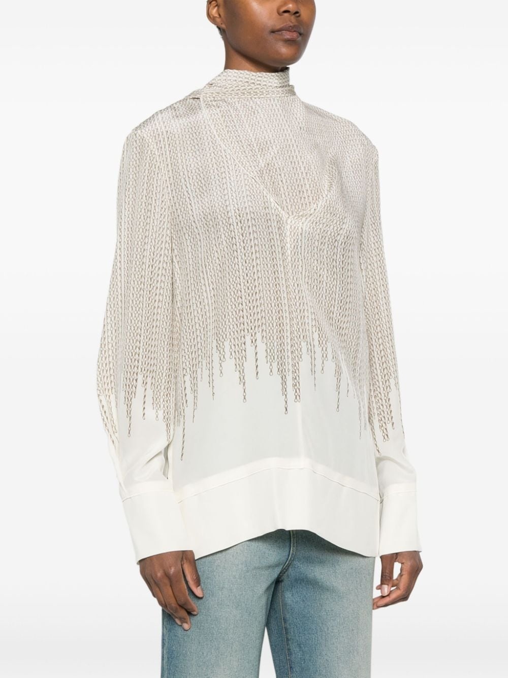 chain-link print blouse - 3