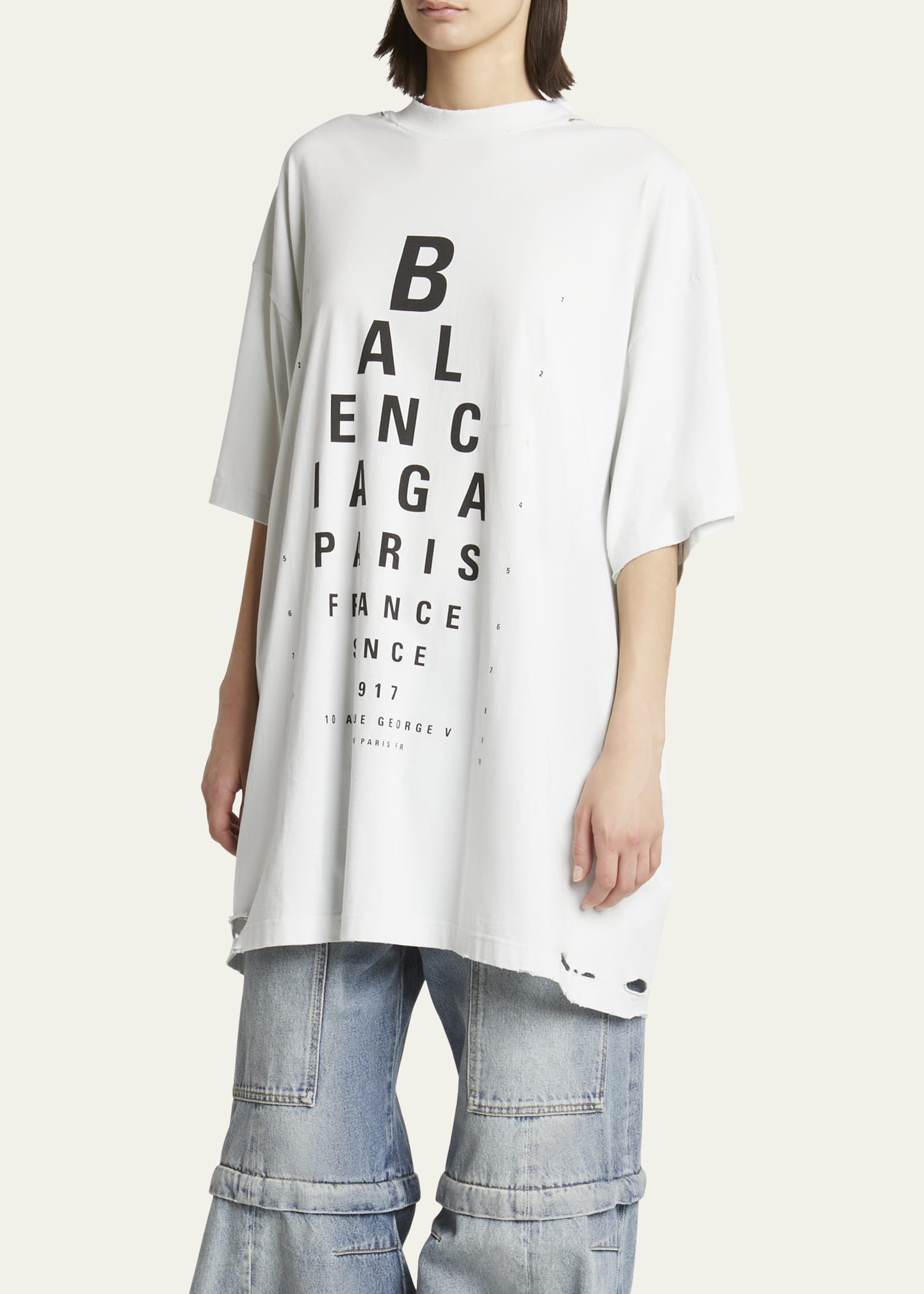 Optical Print Oversized Jersey T-Shirt - 4