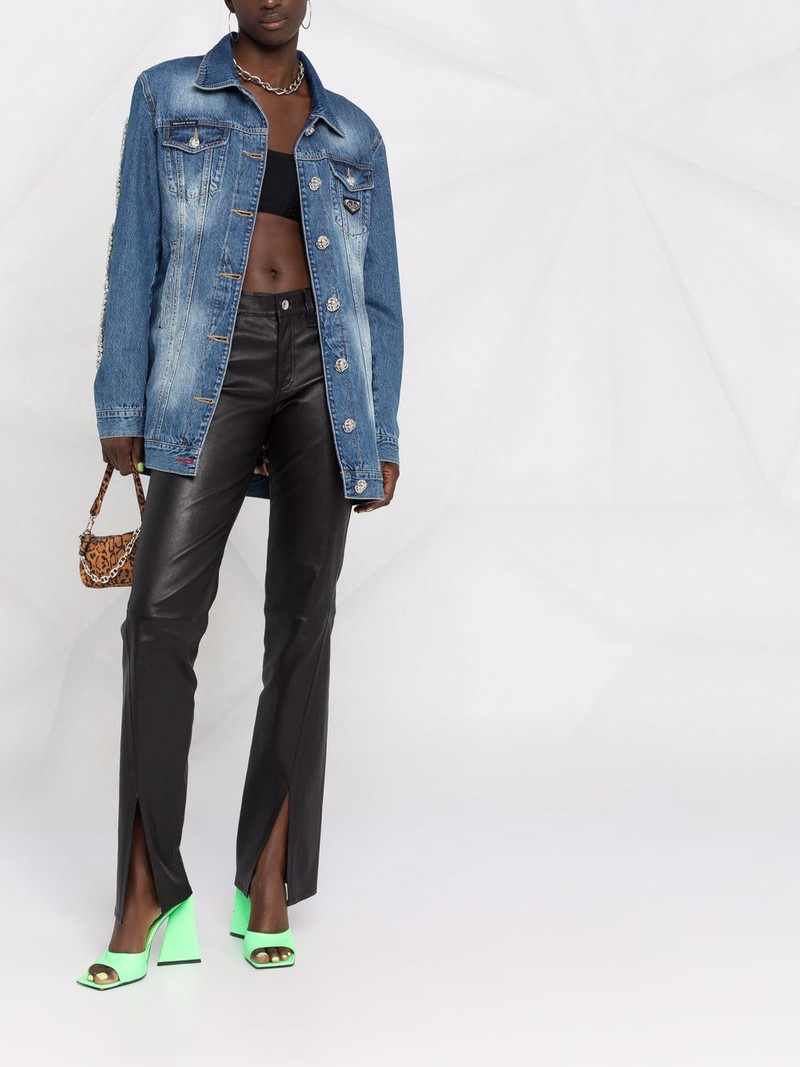 PHILIPP PLEIN crystal-cable denim jacket outlook