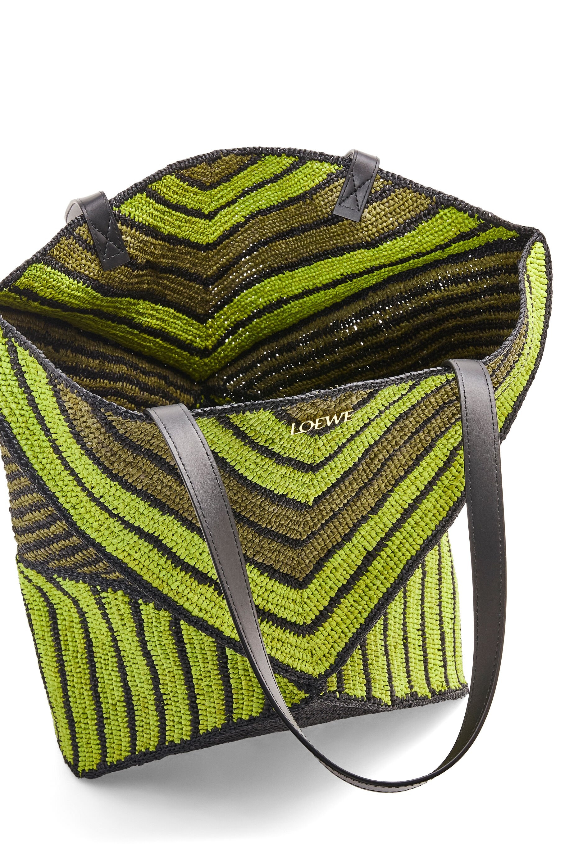 XL Puzzle Fold Tote in raffia - 9