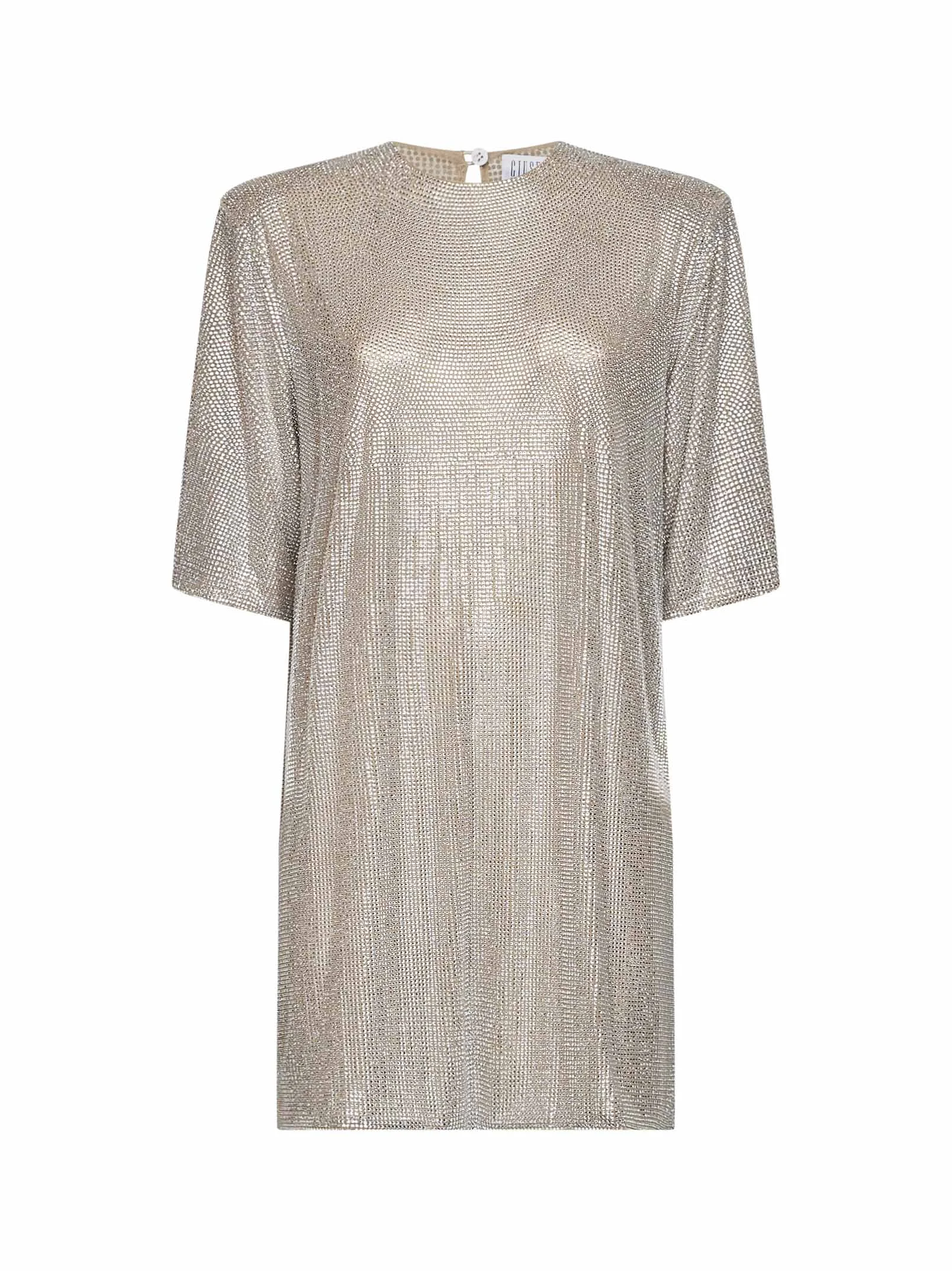 Silver crystal-embellished tulle T-shirt mini dress - 1