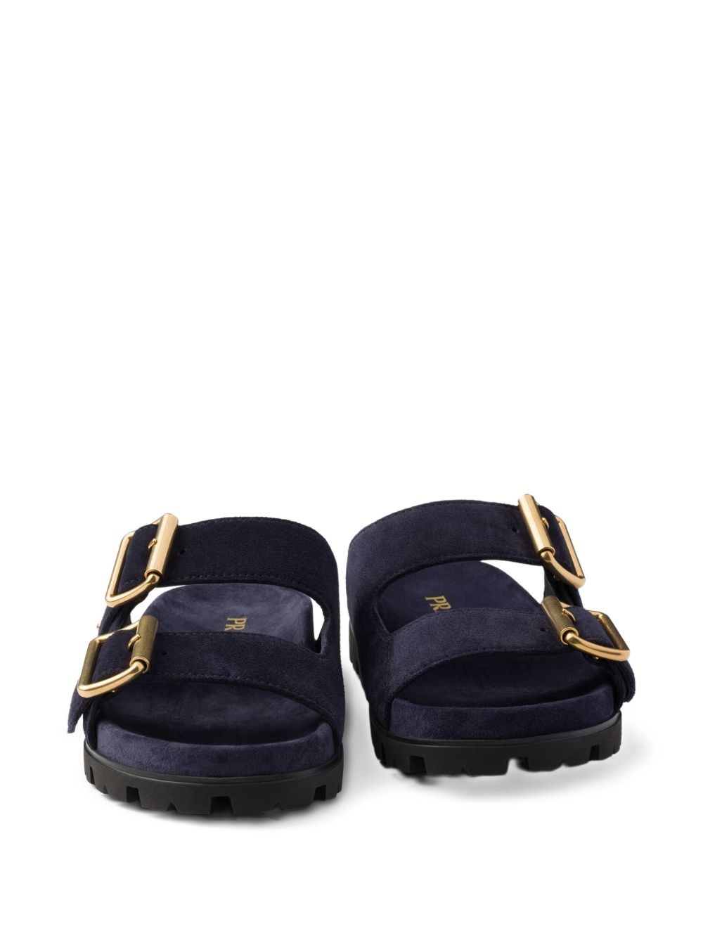 buckle suede slides - 5