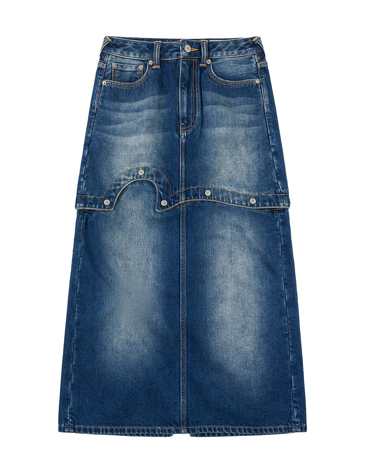 Logo Print Fashion Fit Detachable Denim Skirt - 18