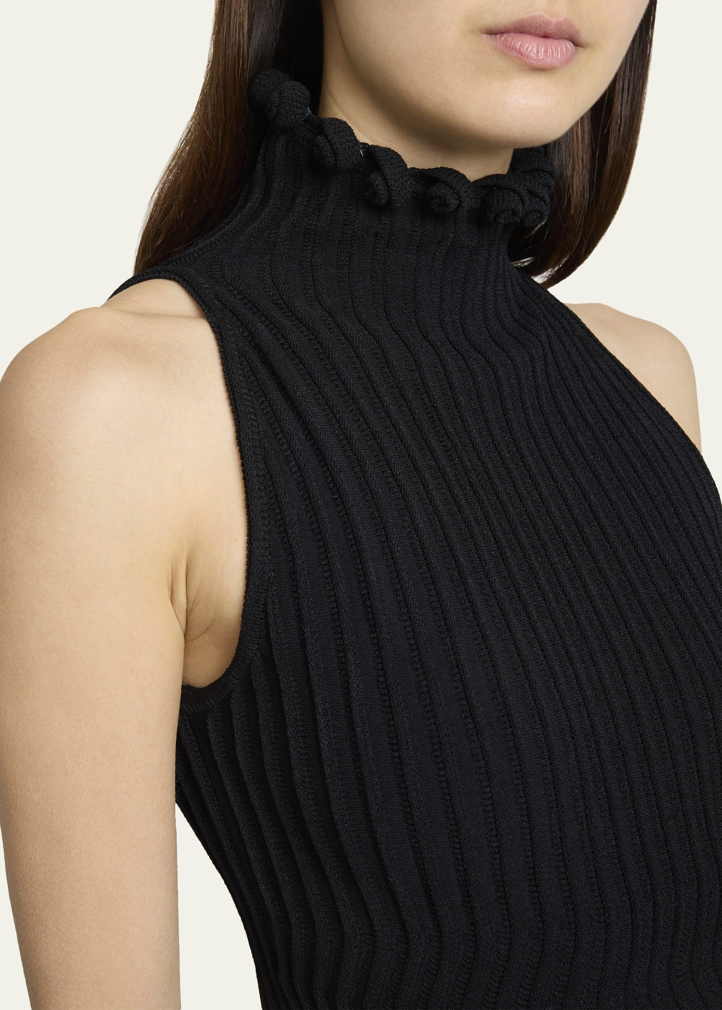 Turtleneck Sleeveless Rib Fit-&-Flare Dress - 5