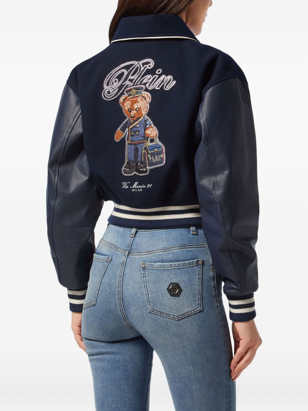 logo-patch bomber jacket - 3