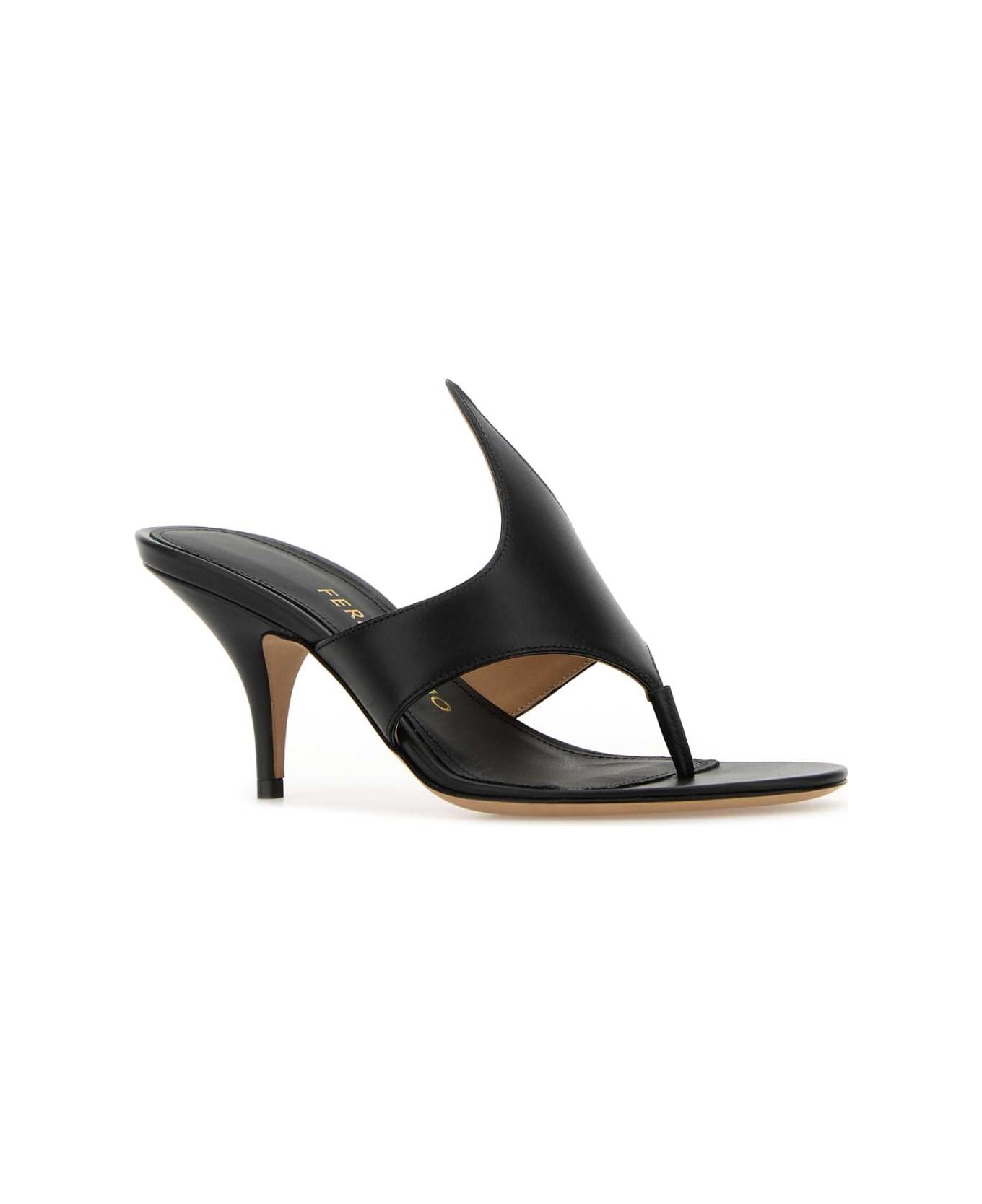 Black Leather Lyrai Thong Mules - 2