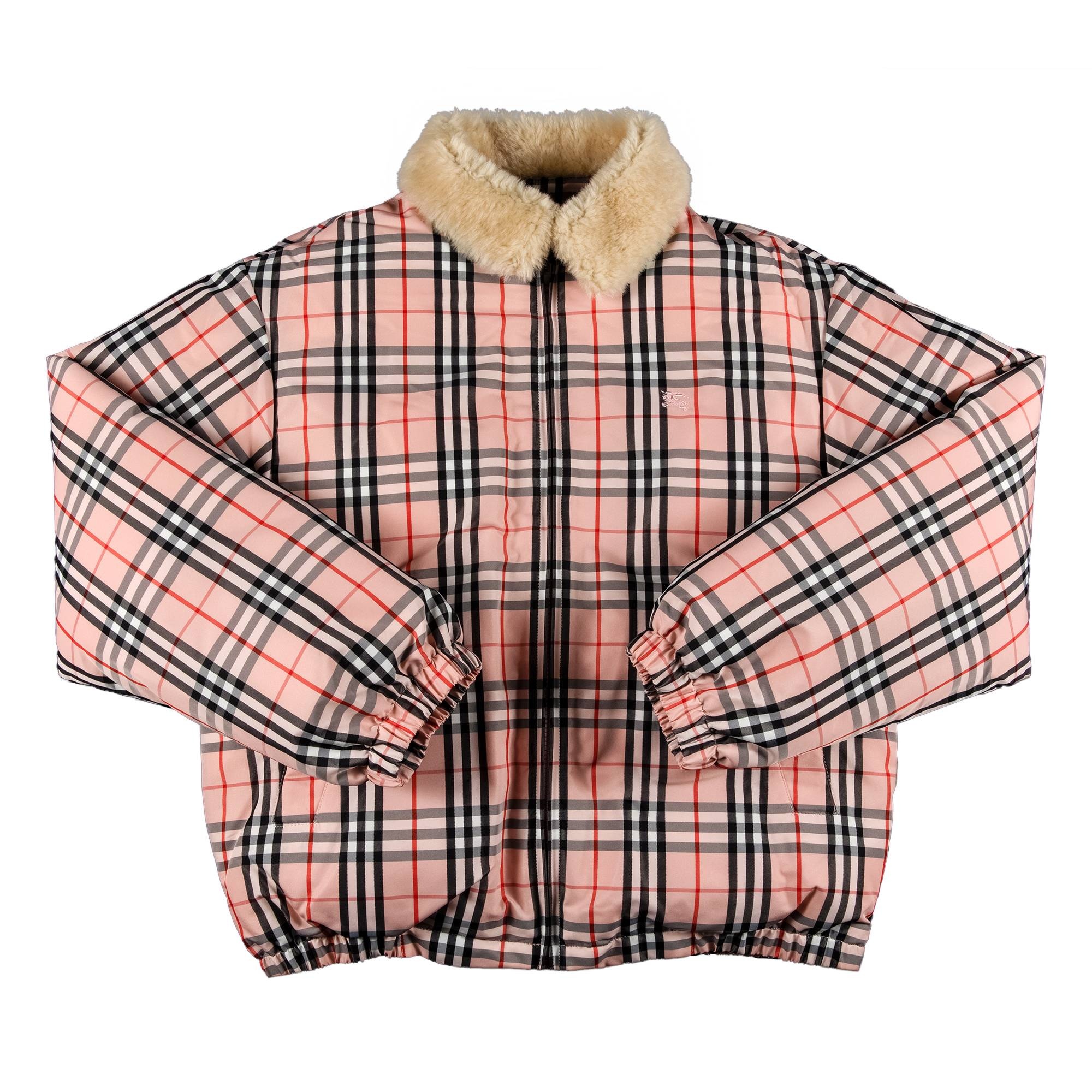Supreme x Burberry Shearling Collar Down Puffer Jacket 'Pink' - 1