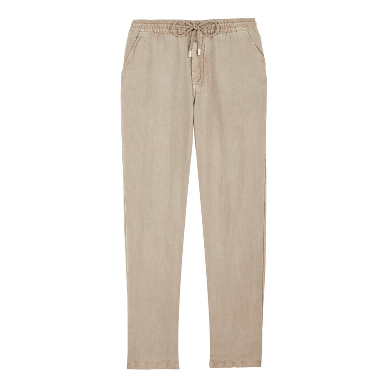 Men Linen Pants Solid Mineral Dye 1