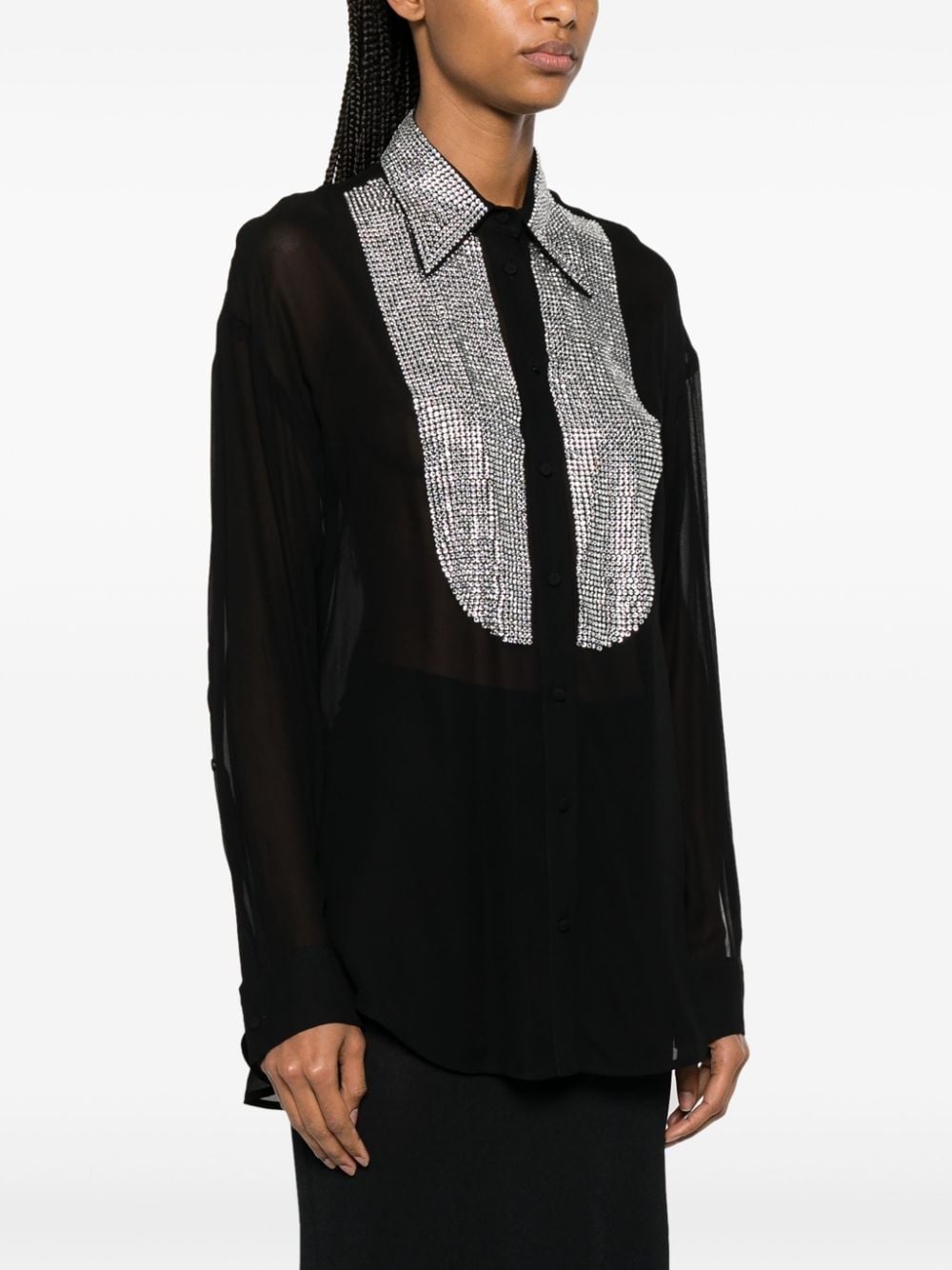 rhinestone-embellished georgette shirt - 3