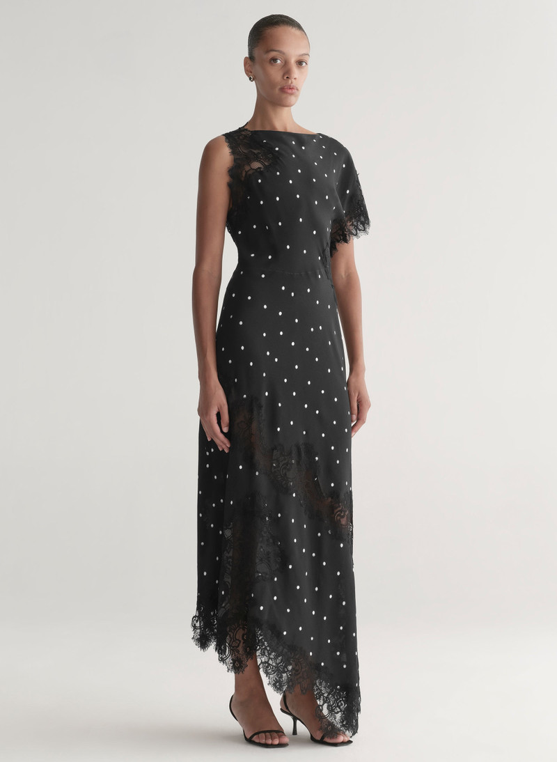 Alessia Polka Dot Crepe and Lace Maxi Dress 4