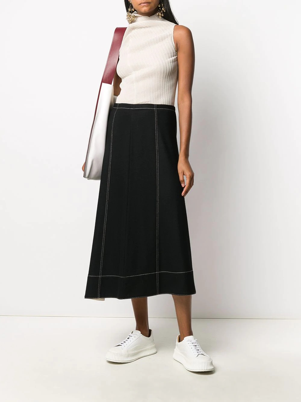 asymmetric midi skirt - 4