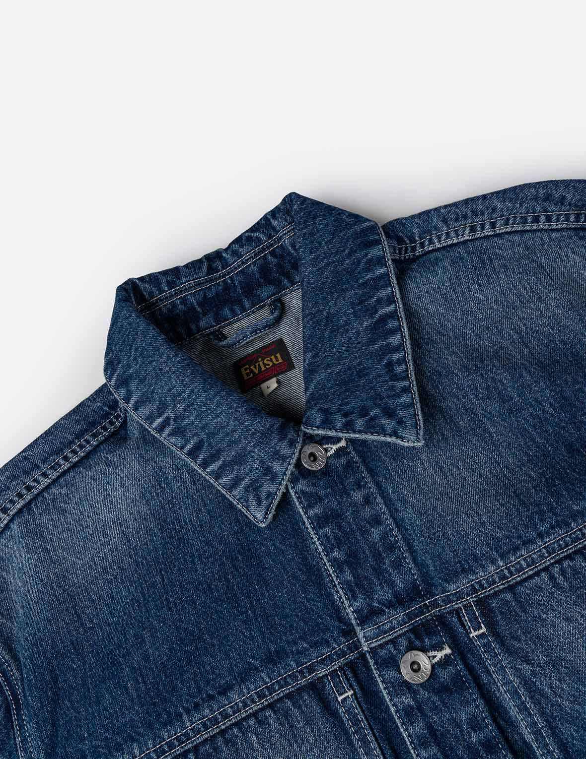 Distressed Seagull Print Relax Fit Vintage Washed Denim Jacket - 9
