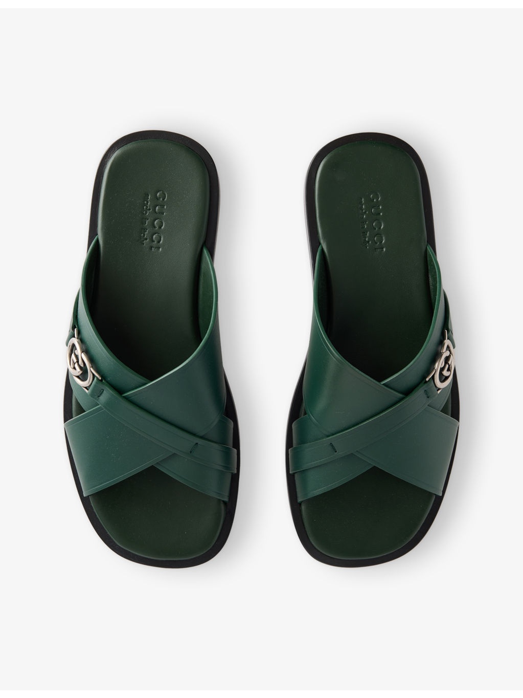 Interlocking G Leather Sliders - 2