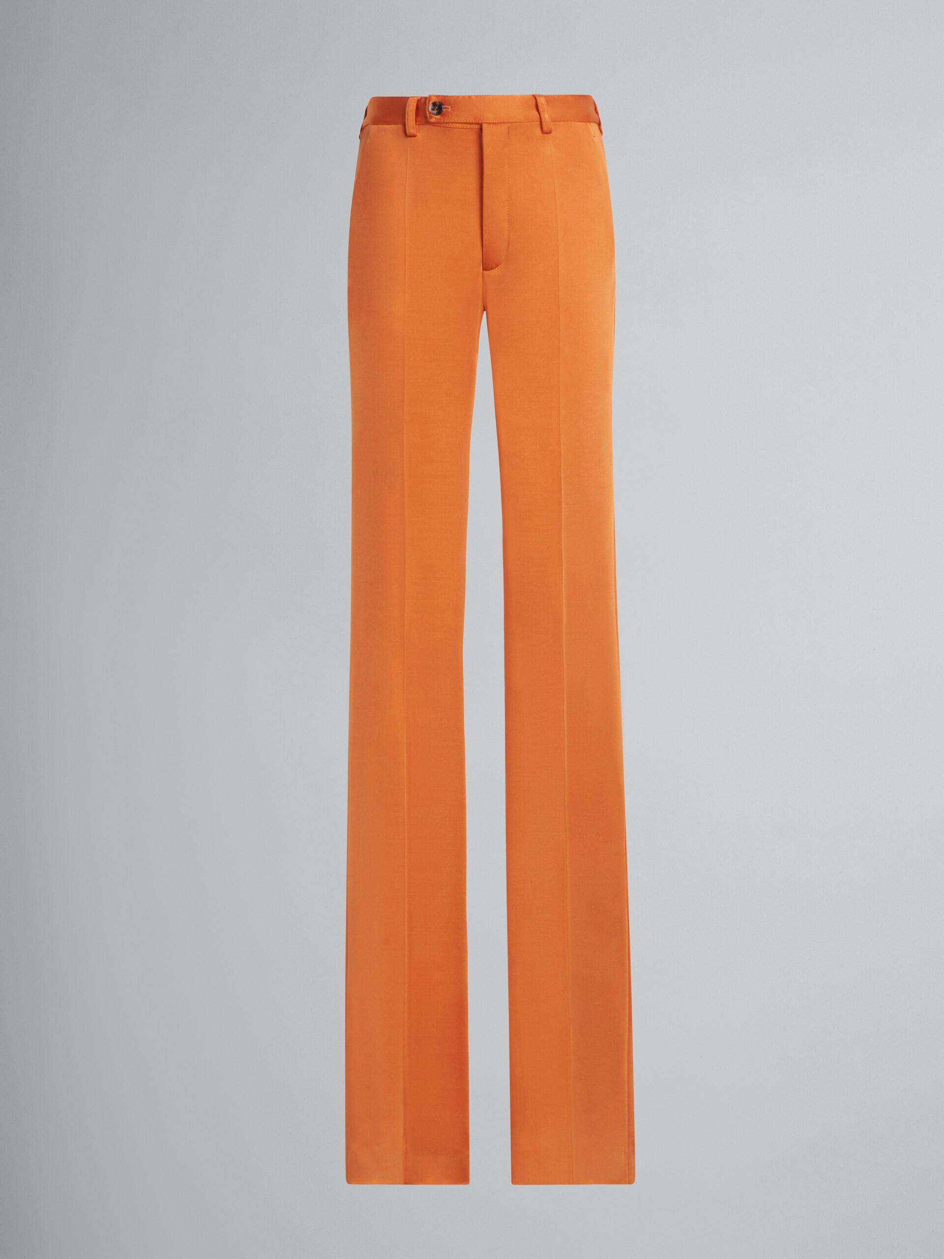 ORANGE STRETCH VISCOSE ORGANZINE TROUSERS - 1
