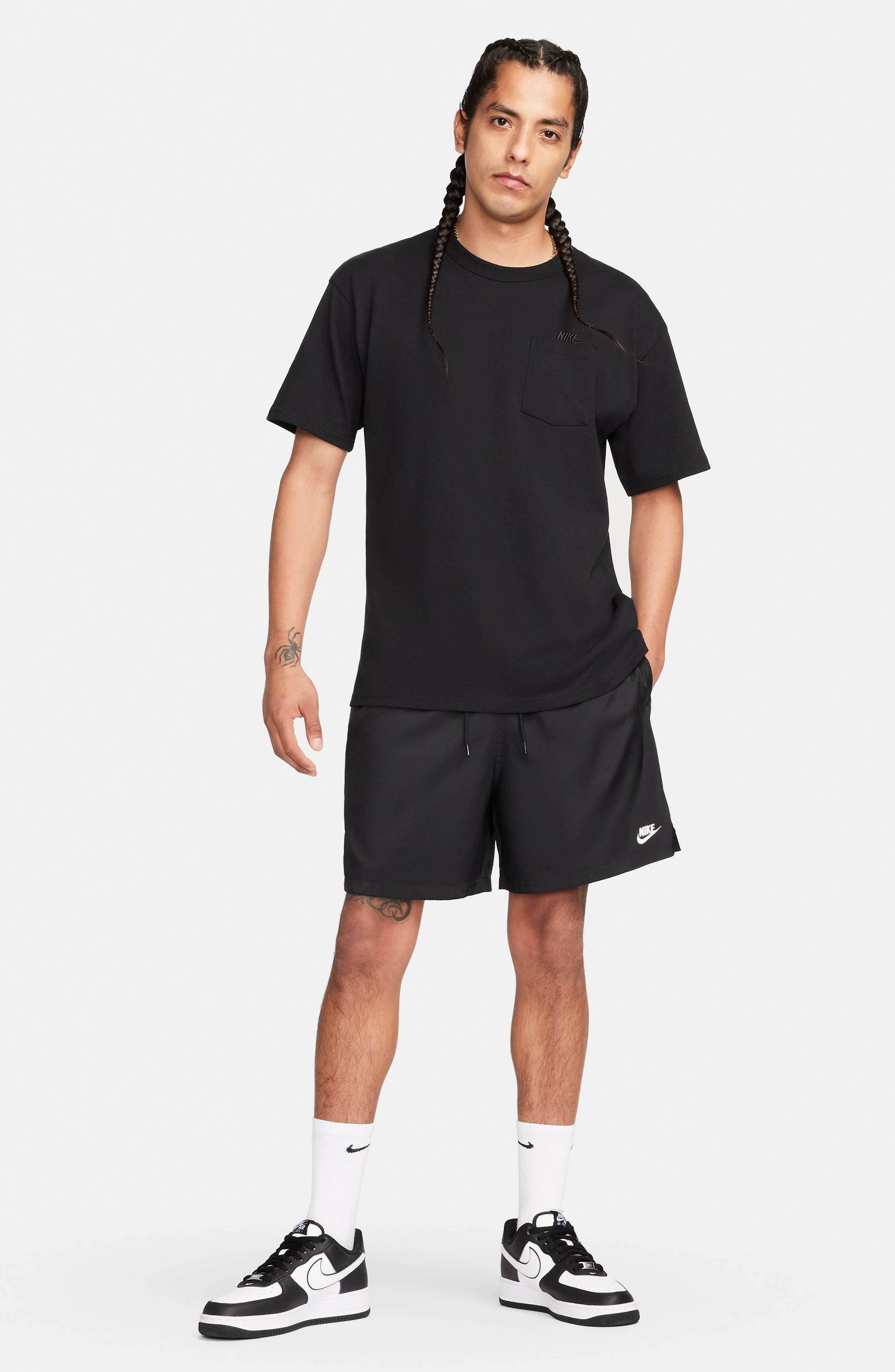 Nike Club Woven Flow Shorts in Black/White at Nordstrom - 5