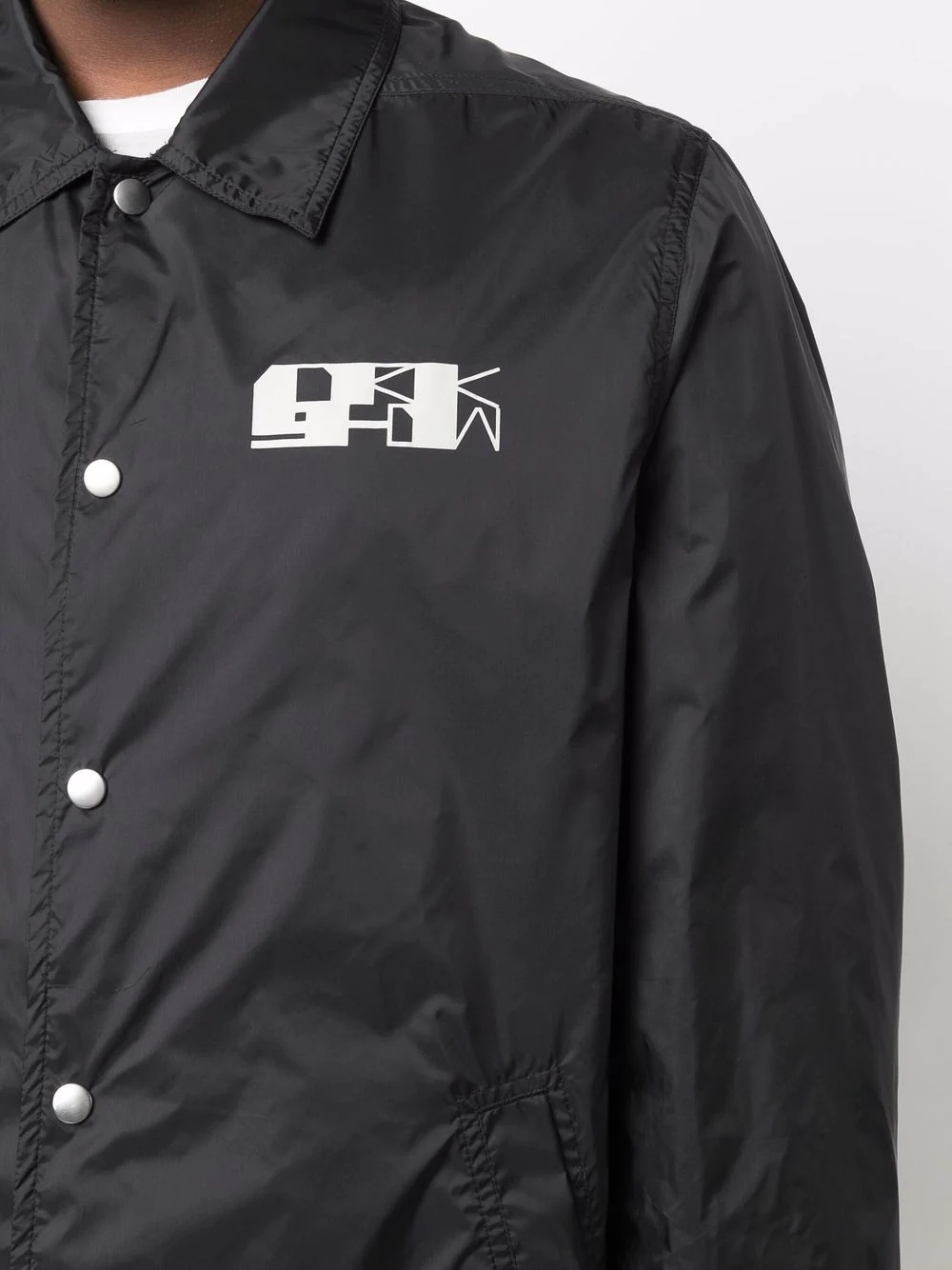 logo-print snap front jacket - 5
