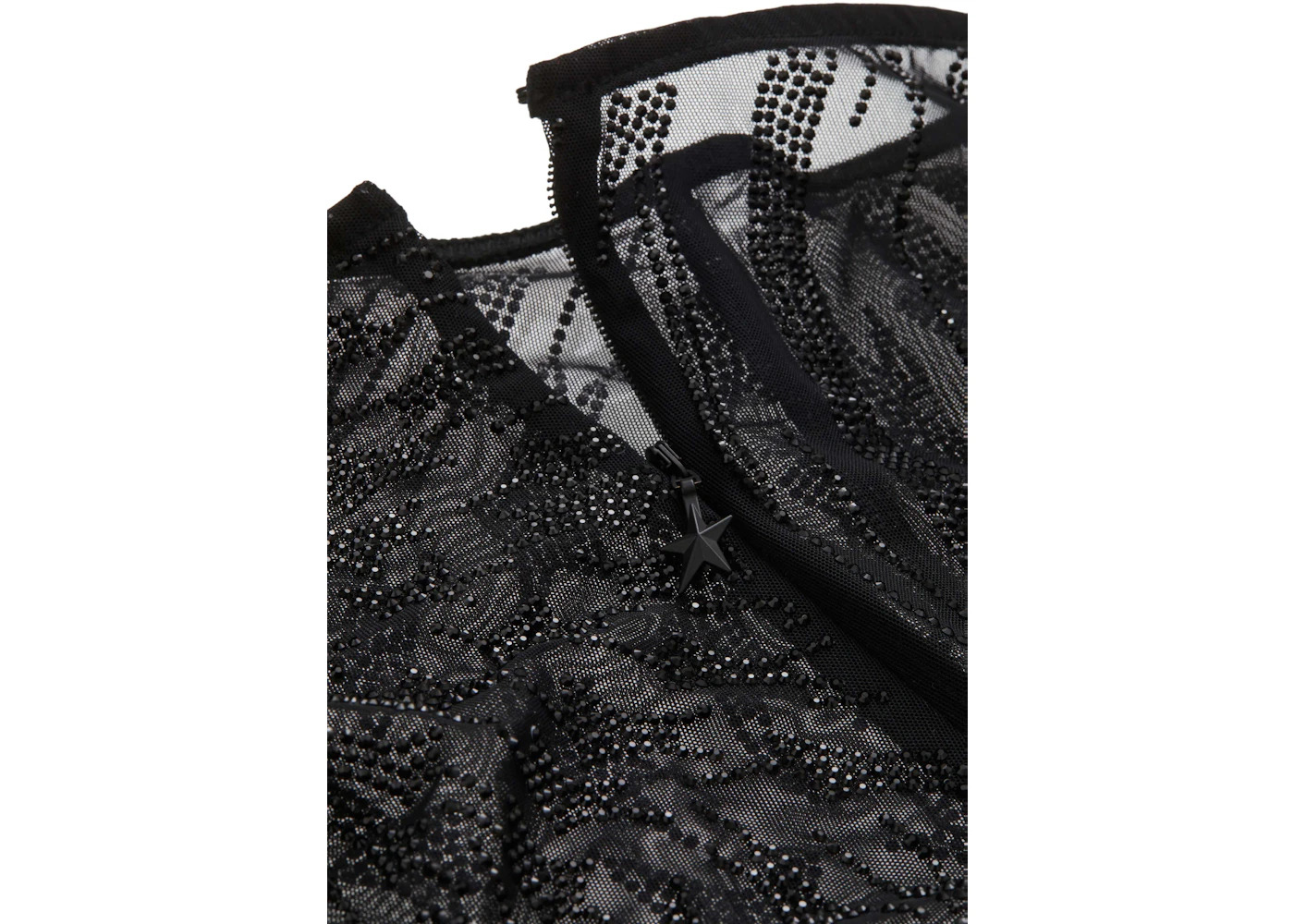 Mugler H&M Rhinestone-Embellished Mesh Tights Black - 2