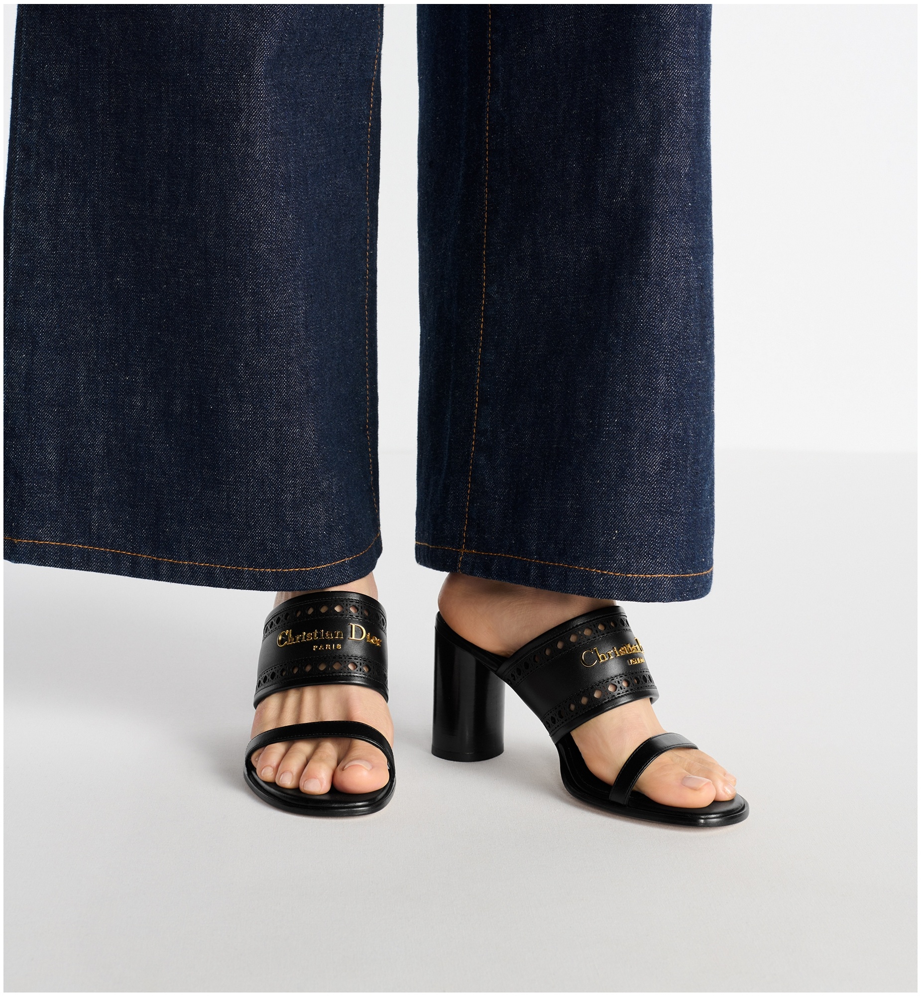 Dior☆D-Lane ヒールスライド D-Lane Heeled Slide Camel Calfskin with Openwork