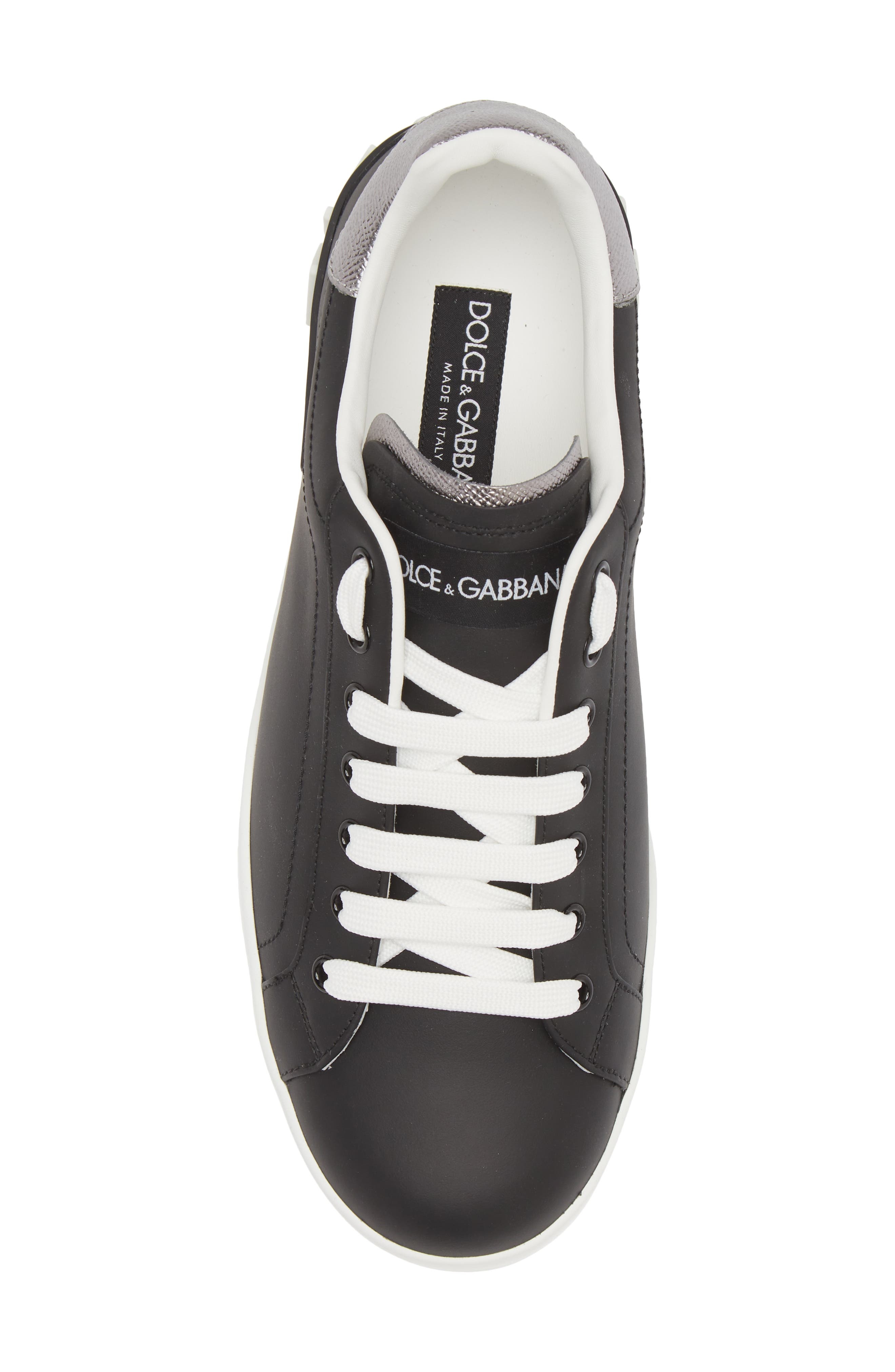 Dolce&Gabbana Portofino Sneaker in 8B979 Black/Silver at Nordstrom - 5