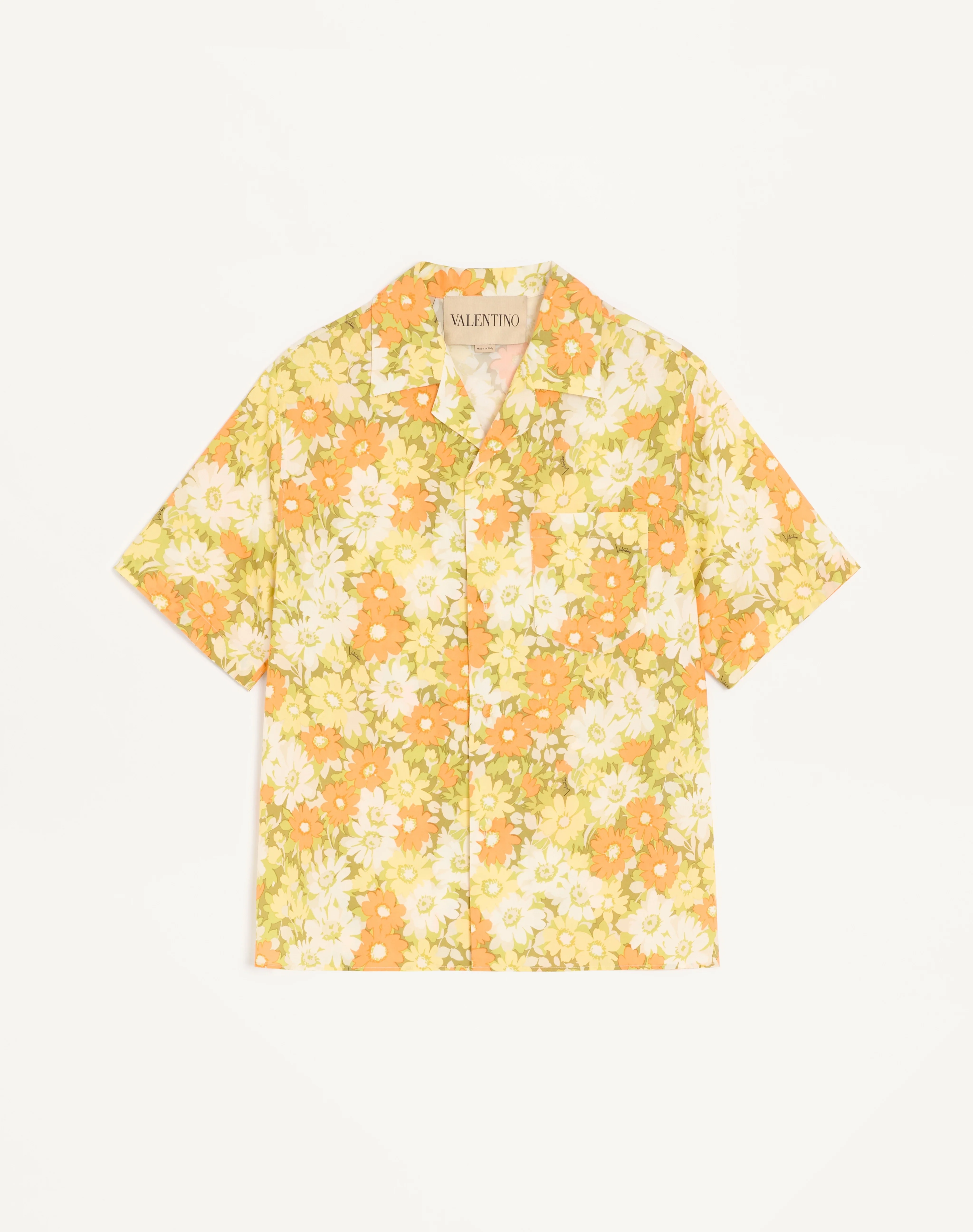 VALENTINO COTTON BOWLING SHIRT WITH PAPIER FLORAL PRINT - 1