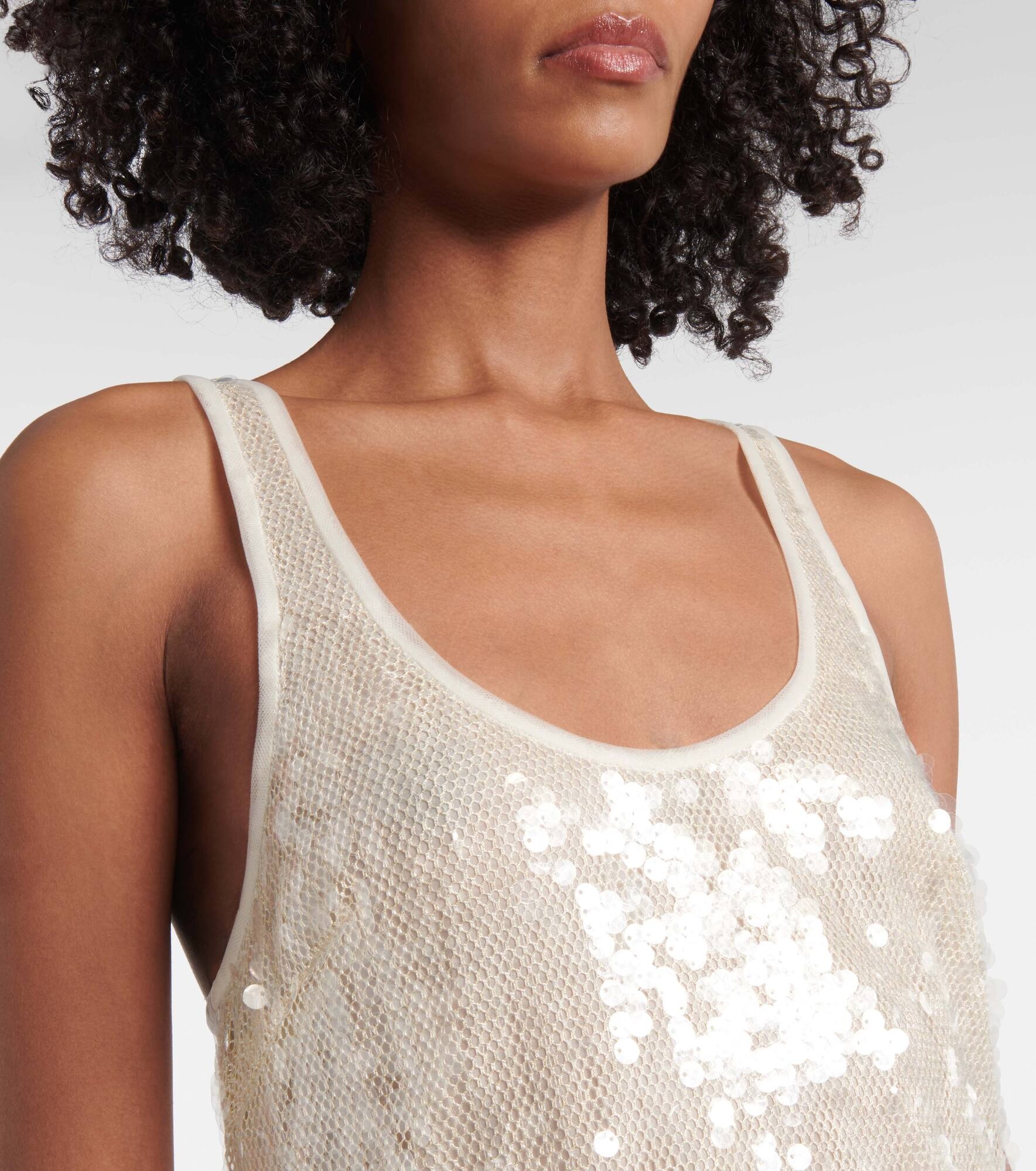 Sheer sequined maxi dress - 4
