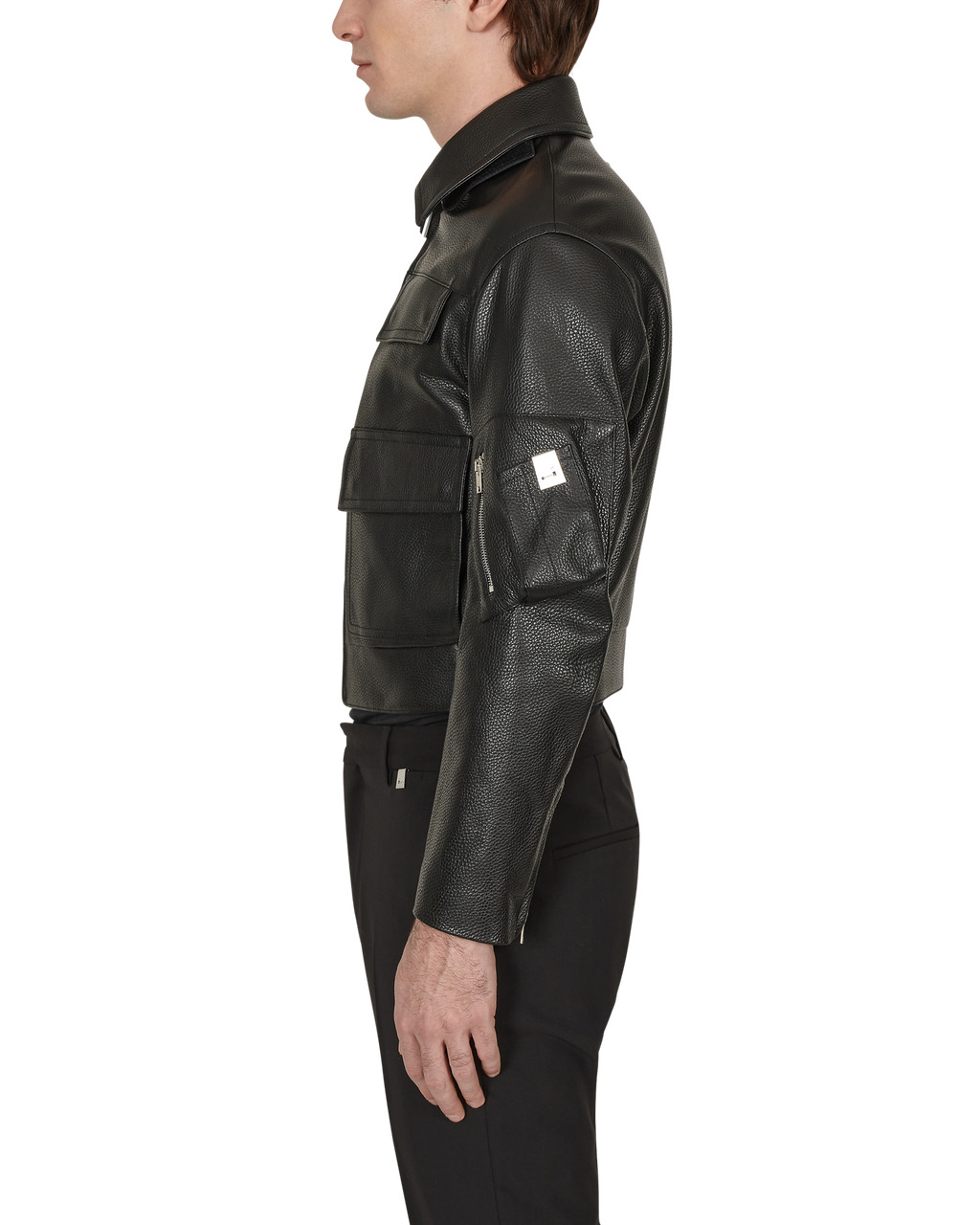 BLACK LEATHER POLICE JACKET - 4