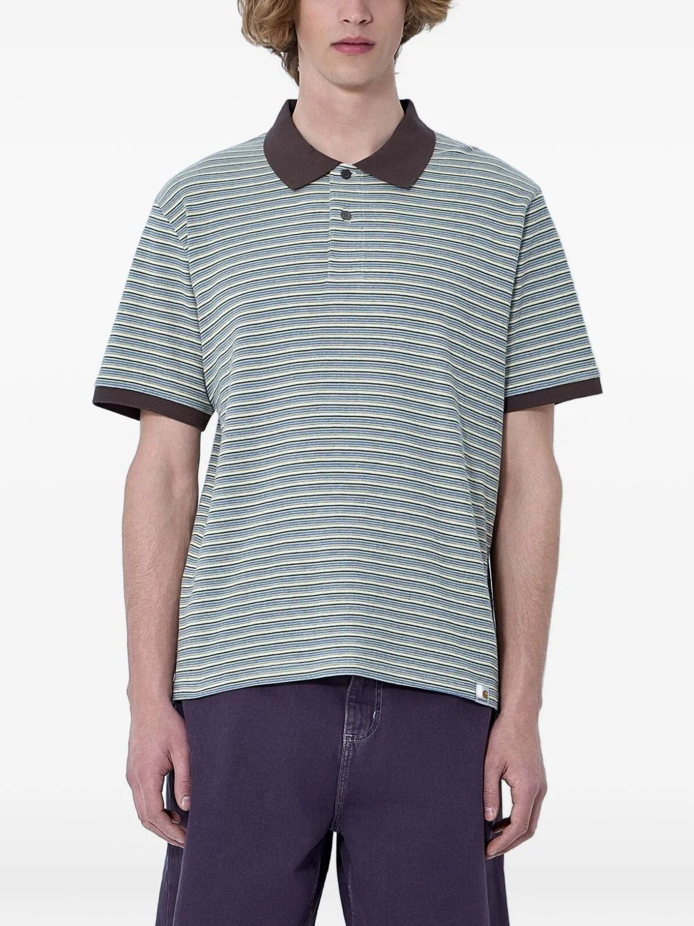 striped cotton polo shirt - 1