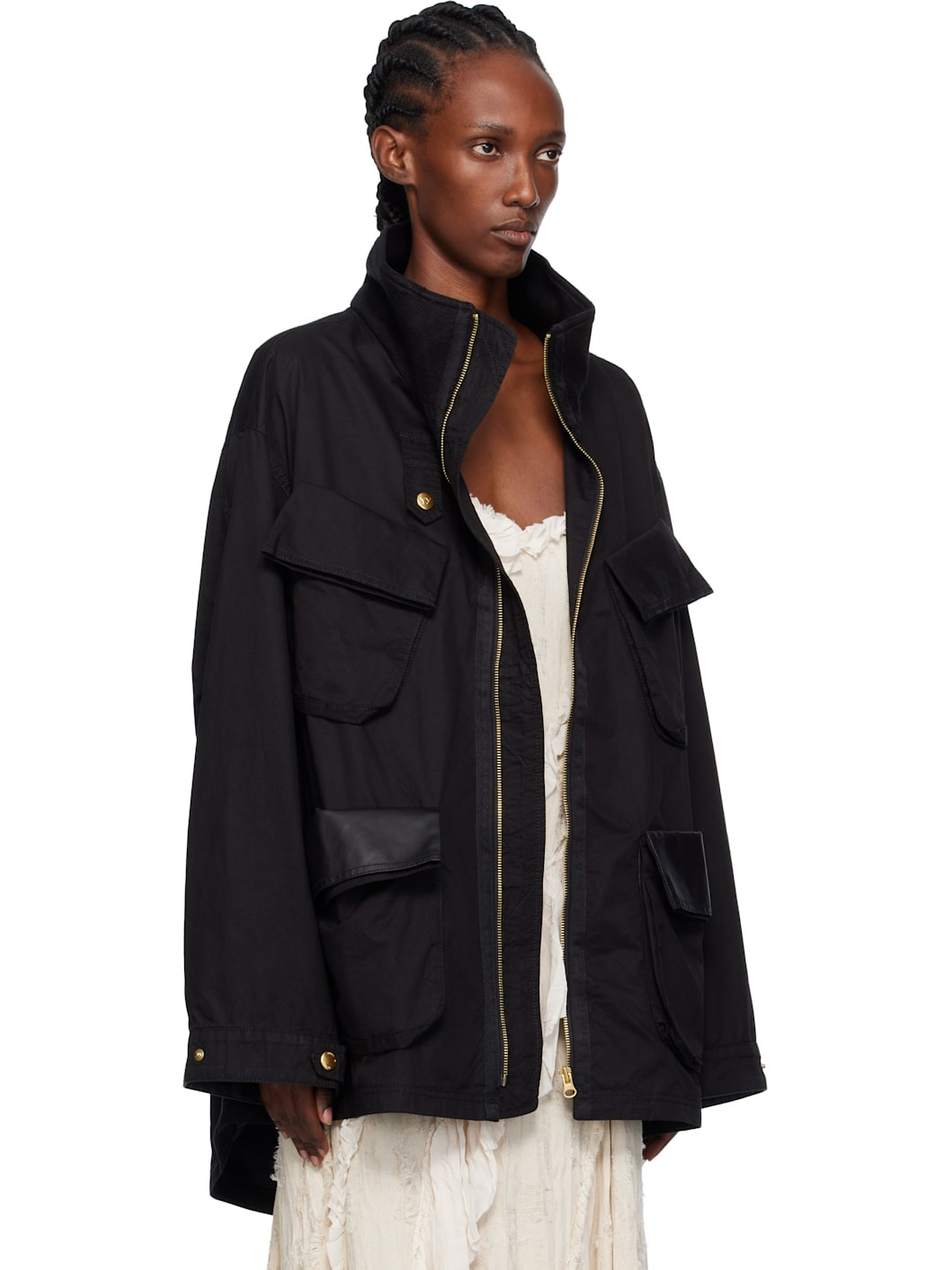 Black Cargo Pocket Field Jacket - 2