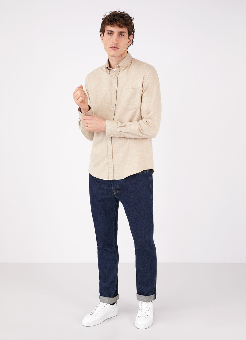 Sunspel Brushed Cotton Flannel Shirt outlook