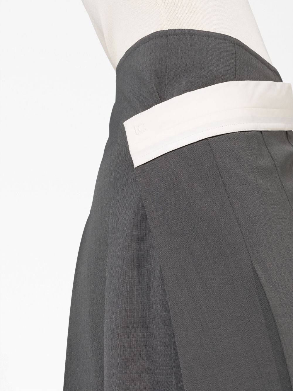 contrast-trim pleated midi skirt - 3
