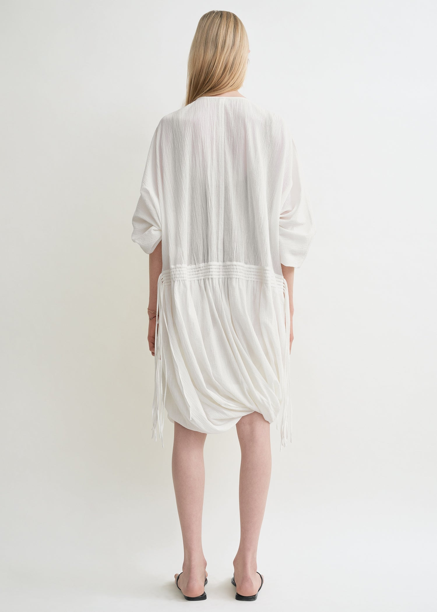 Drawstring dress off-white - 4