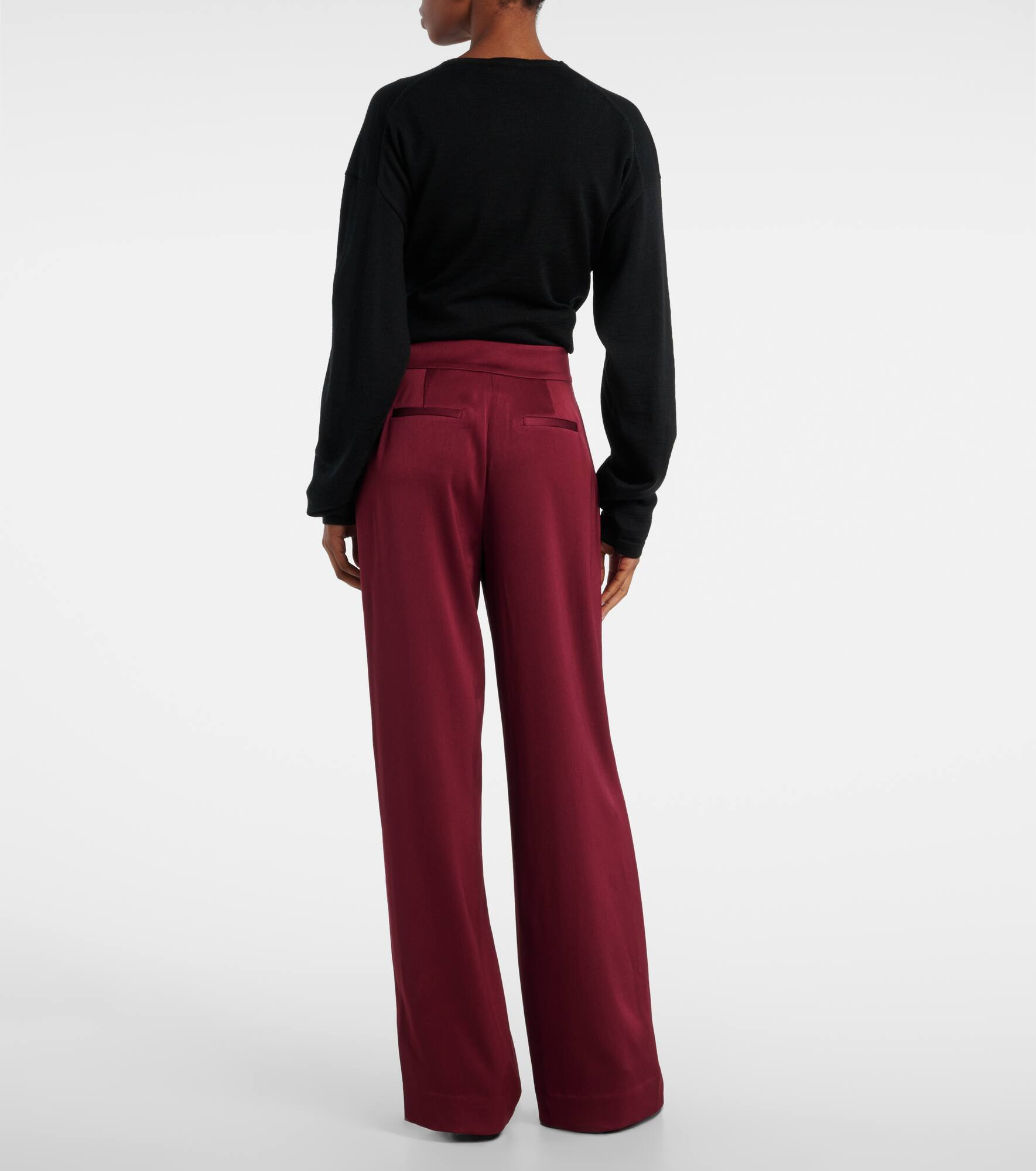 Kyra high-rise satin wide-leg pants - 3