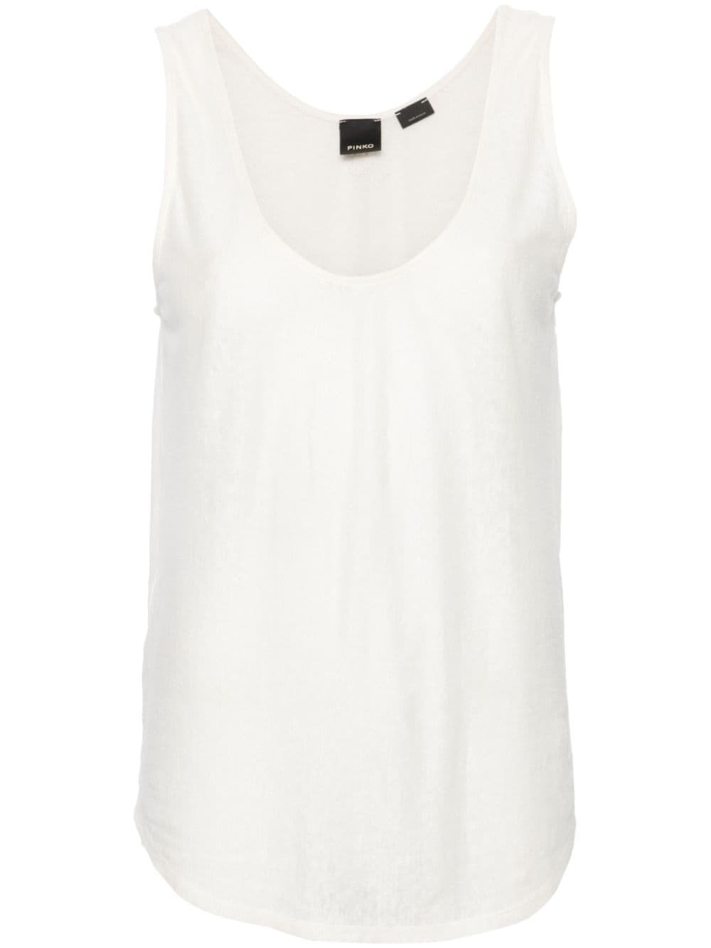 scoop-neck linen tank top - 1