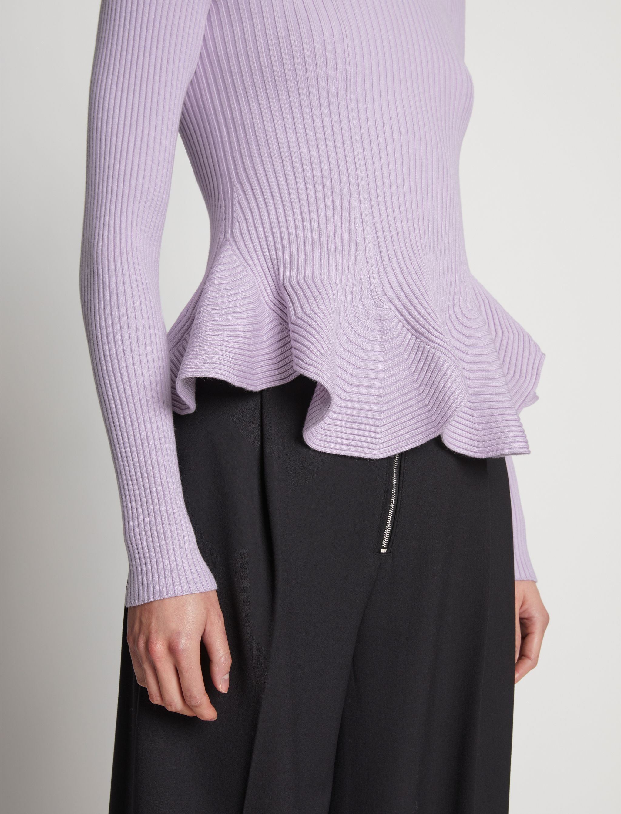 Fluted Rib Knit Peplum Sweater - 6