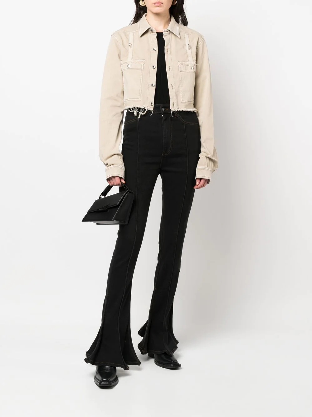 raw-cut cropped shirt jacket - 2