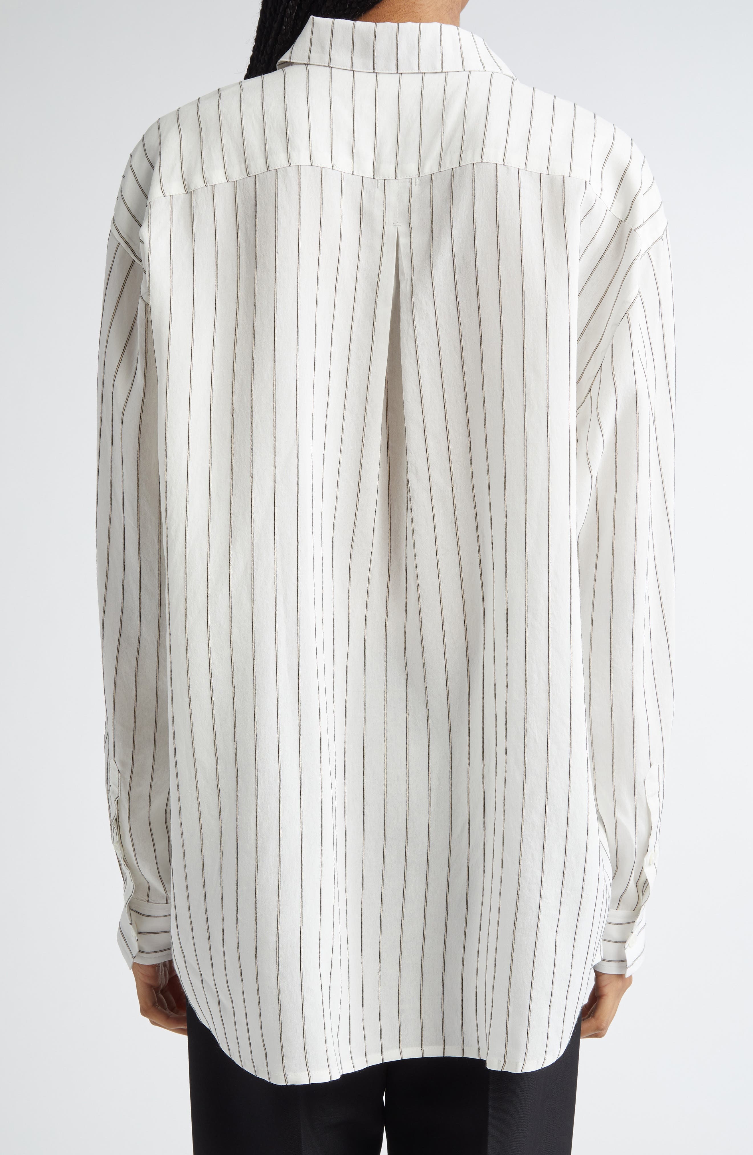 TOTEME Classic Stripe Button-Up Shirt in White/Oyster Stripe at Nordstrom - 3