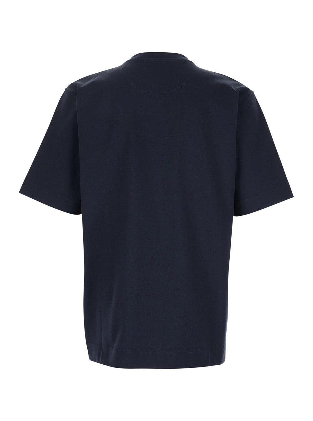 Fendi Men Blue Crewneck T-Shirt With Logo Printed On The Front And Patch Pocket With Zip In Cotton M - 2