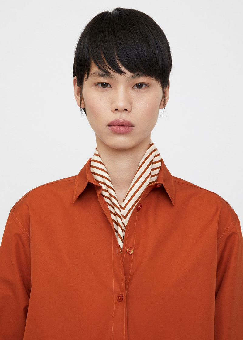 TOTEME Signature monogram silk cotton scarf bloody mary outlook