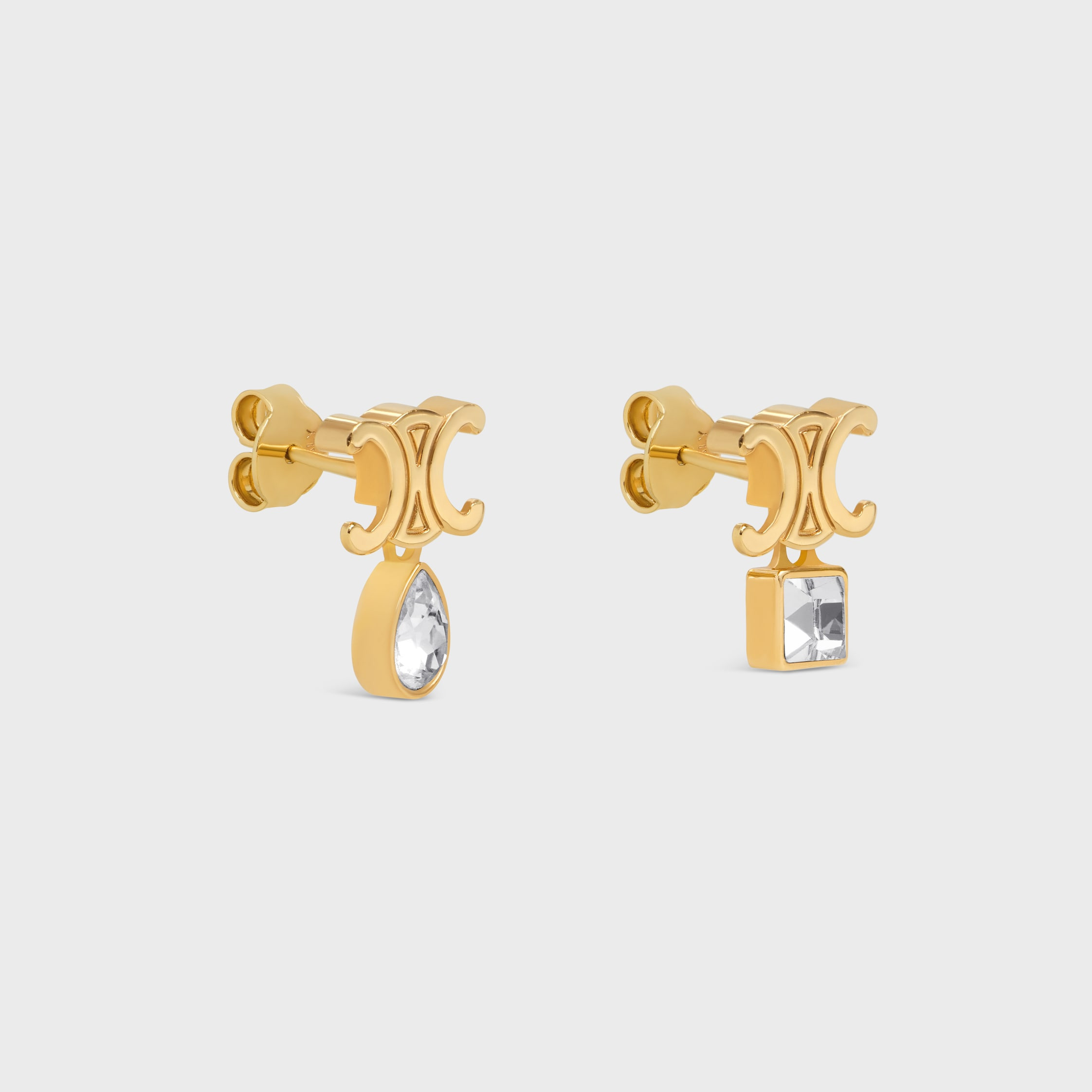 Triomphe Twinkle Earrings in Strass and Brass with Gold Finish - 2