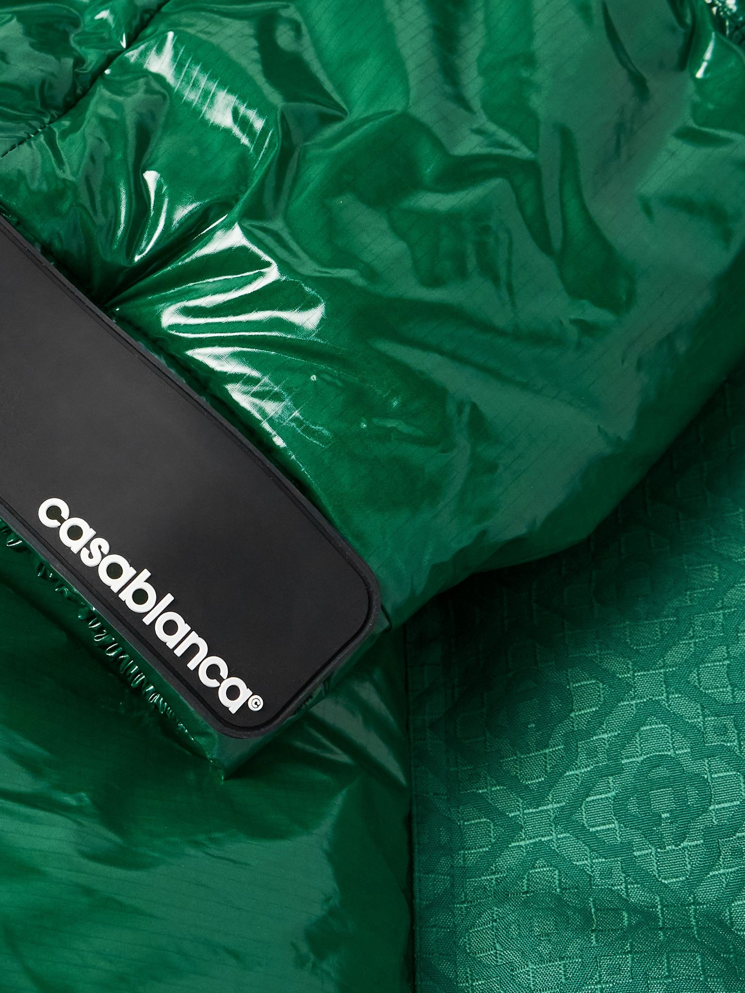 Logo-Jacquard Canvas-Trimmed Quilted Nylon-Ripstop Hooded Down Jacket Green - 5