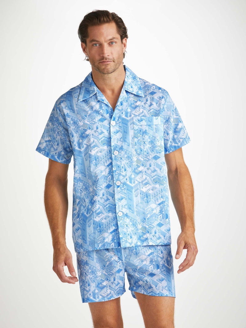 Men's Short Pyjamas Ledbury 70 Cotton Batiste Blue - 2