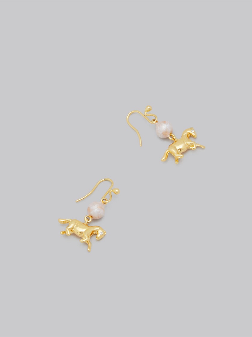 GOLD HORSE DROP EARRINGS - 4