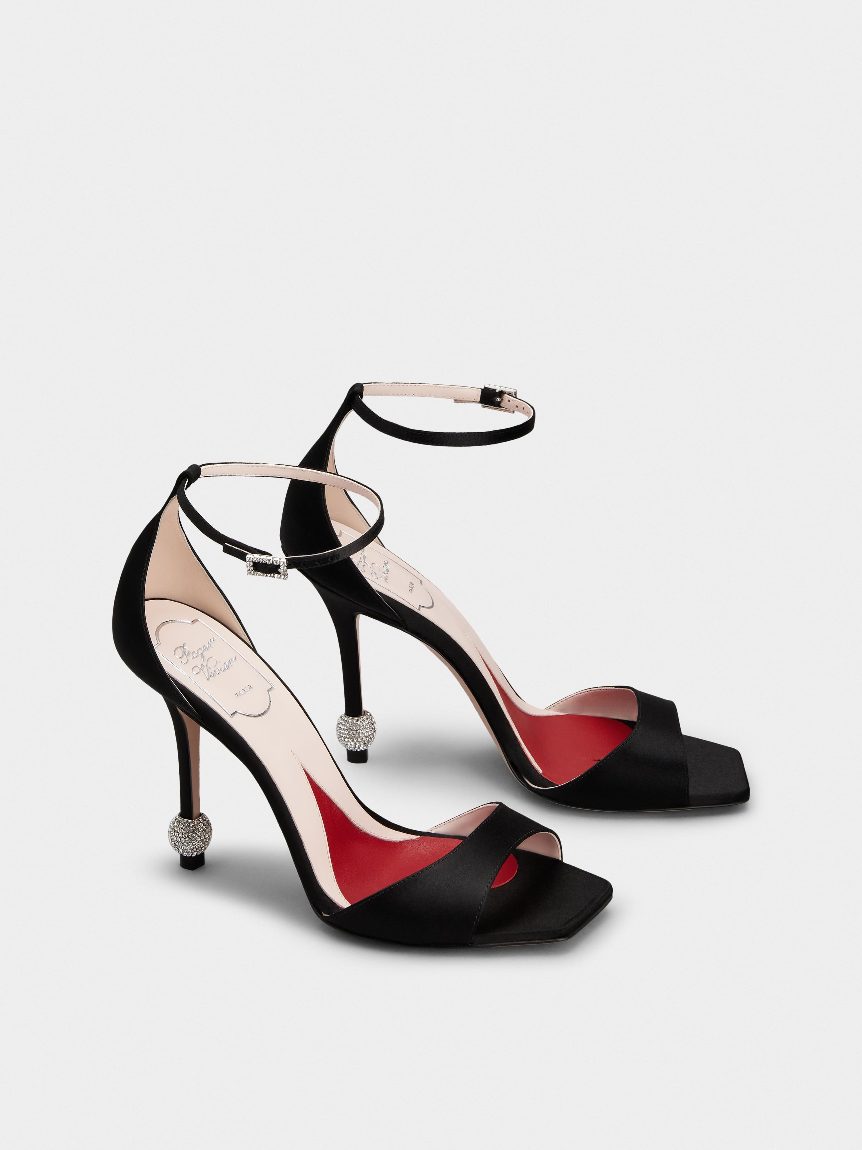 Jewel Heel Sandals in satin - 2