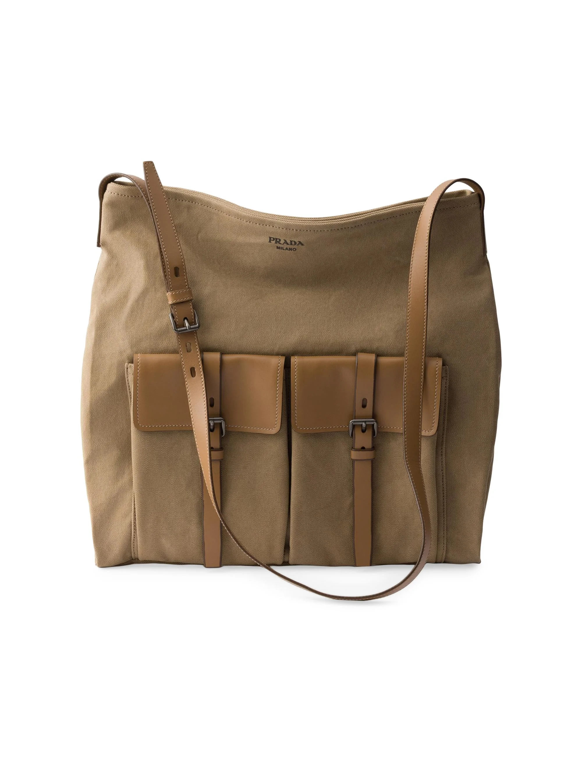 Men's Route Canvas and Leather Shoulder Bag - Beige Khaki - 1