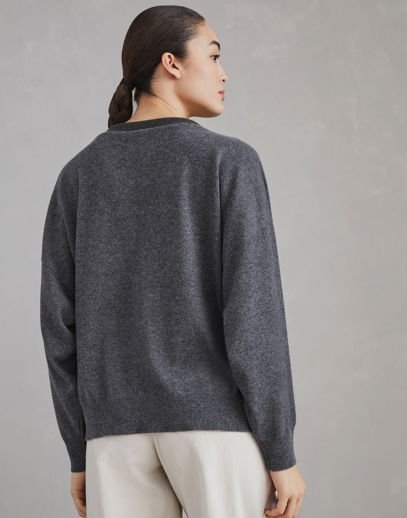 Brunello Cucinelli Cashmere sweater with precious ribbed neckline outlook