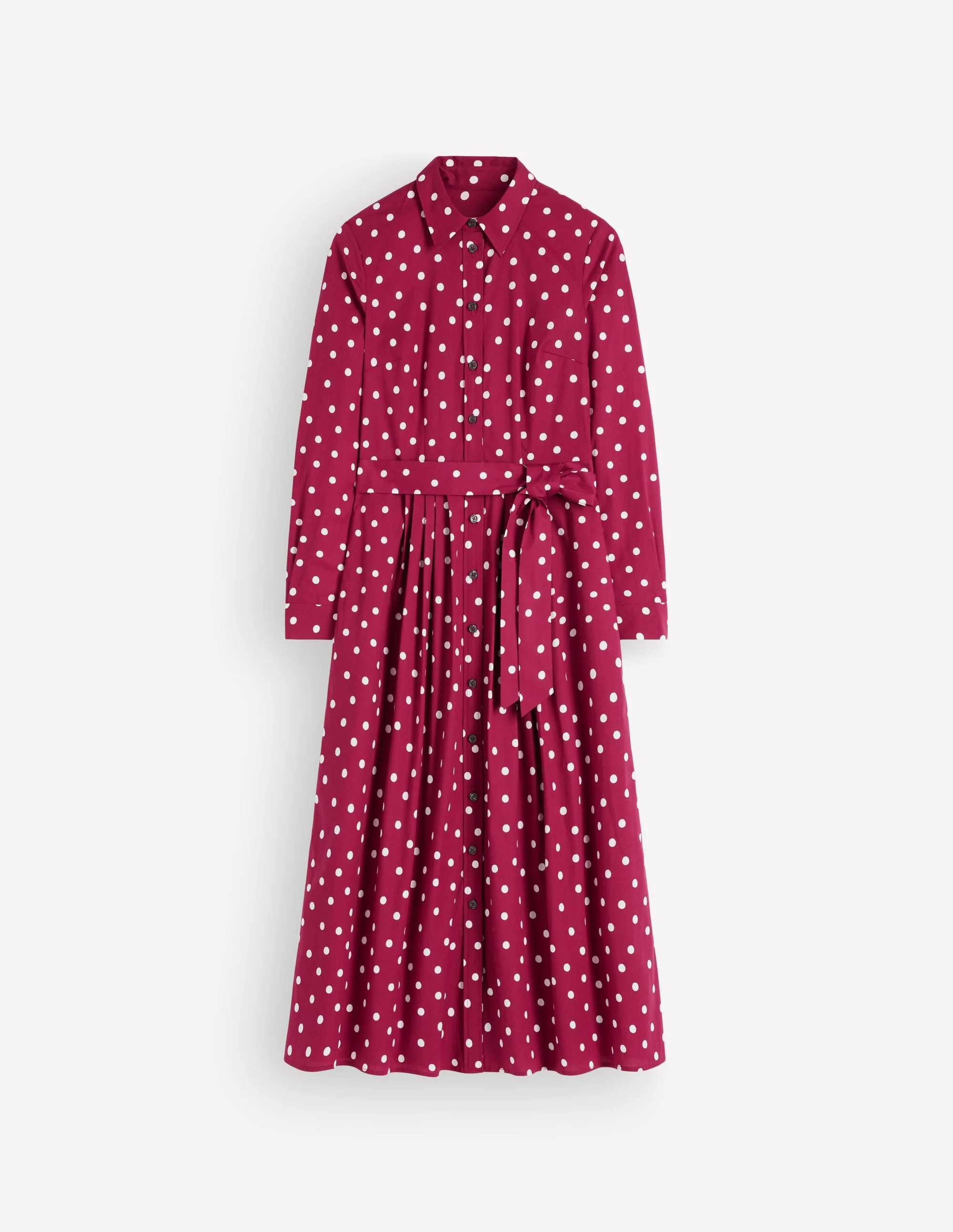 Alexa Cotton Midi Shirt Dress-Ruby Red, Boden Spot - 1